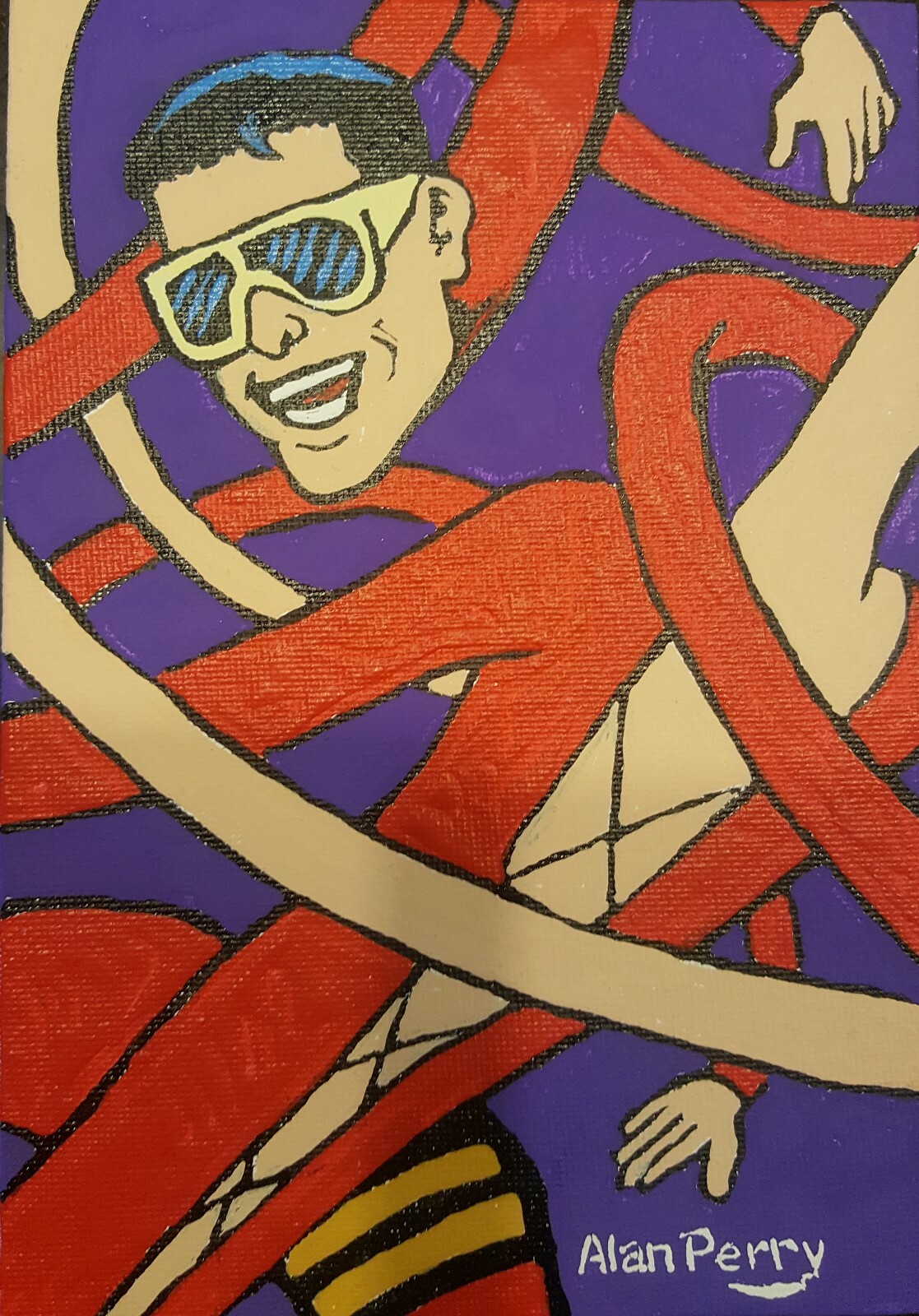 Plastic Man, DC Superhero, Original 5″ x 7″ Acrylic Painting