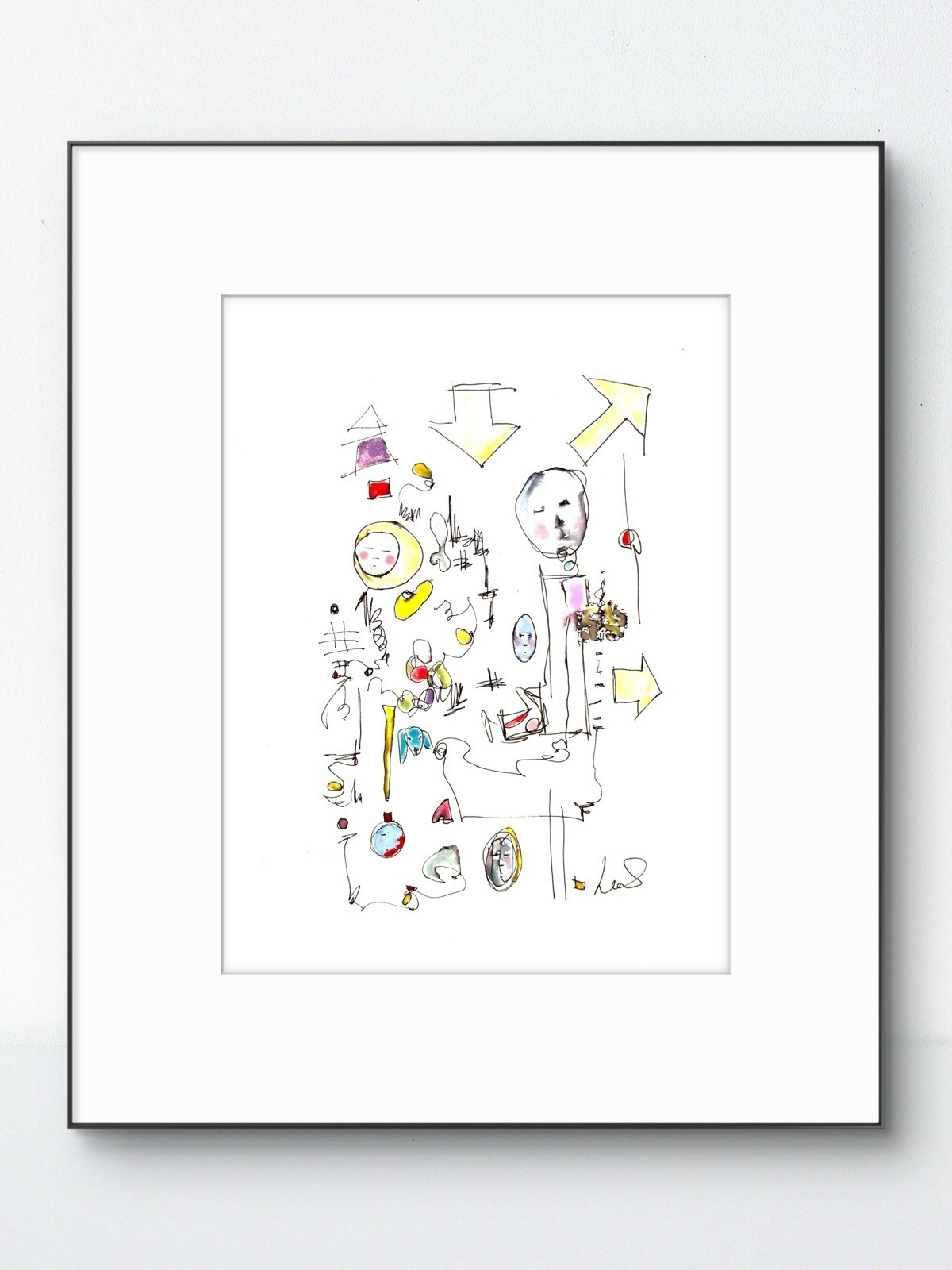 SAMATOWIC Original Whimsical Abstract Expressionism 9X12 Paper Handmade Signed