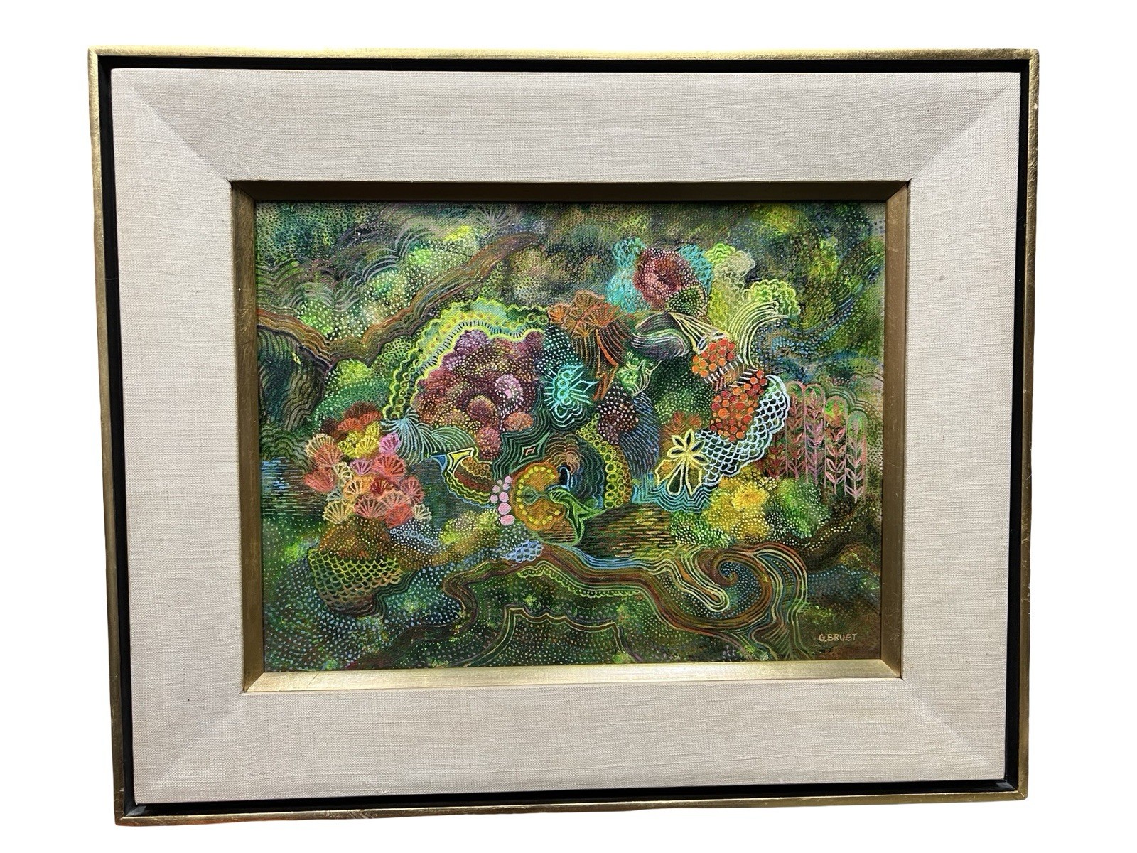 Vtg 1975 Signed Abstract Vibrant Colorful Sea Ocean Underwater Oil Painting
