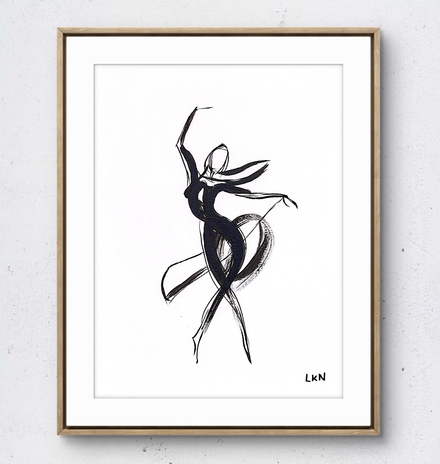 Laeknapes 12×9 Original Minimalist Female Figure Line and Watercolor Sketch Art