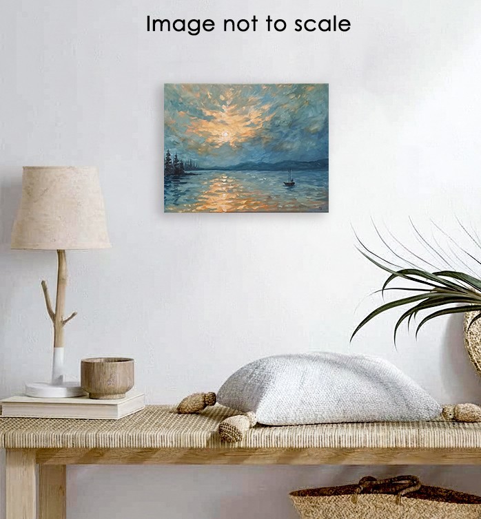 Ocean Boat Sunset ORIGINAL Oil Painting Modern Art Impressionism 11″x14″