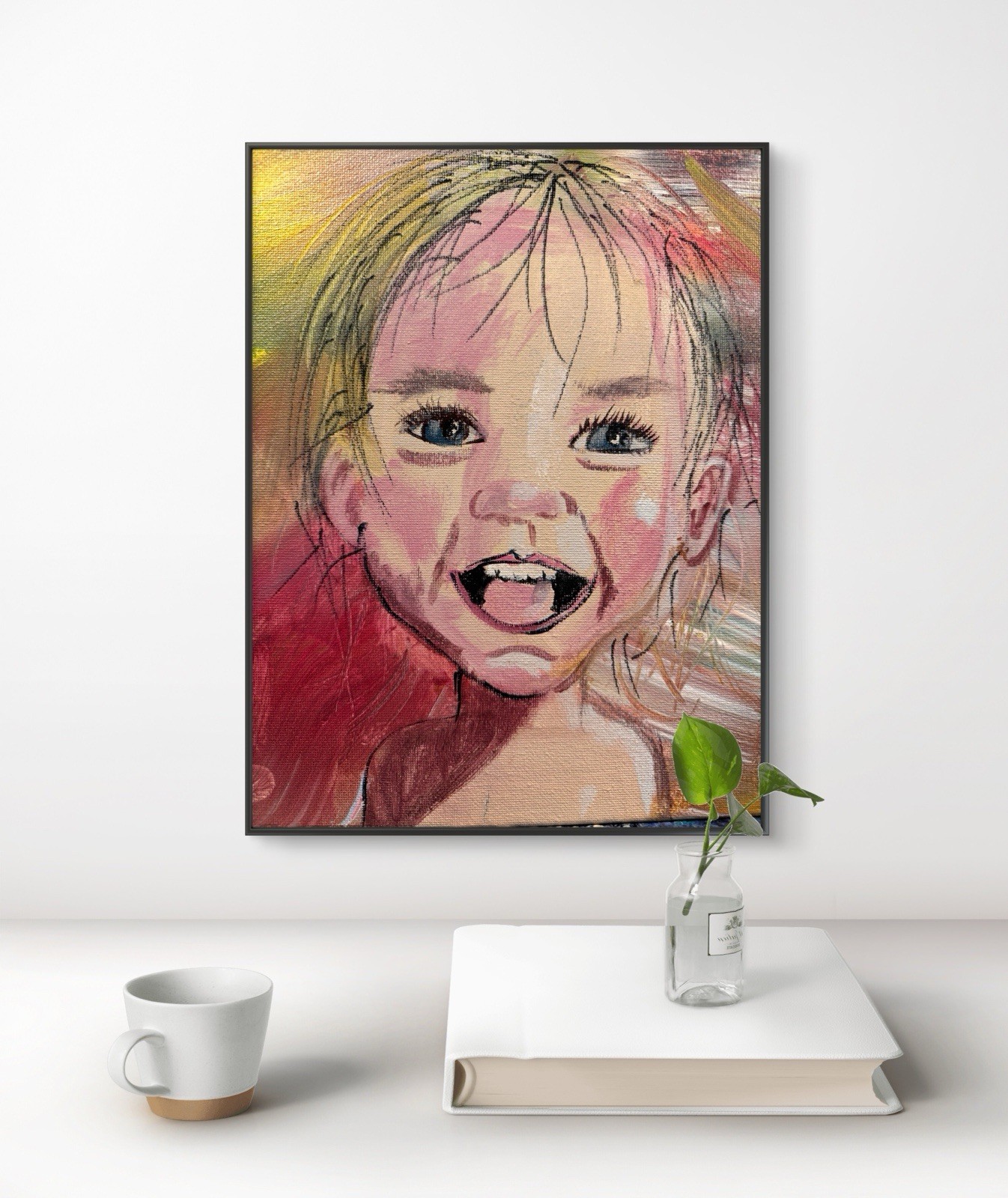 SAMATOWIC Original Abstract Happy Child 8×10 Handmade Signed Fine Art 122