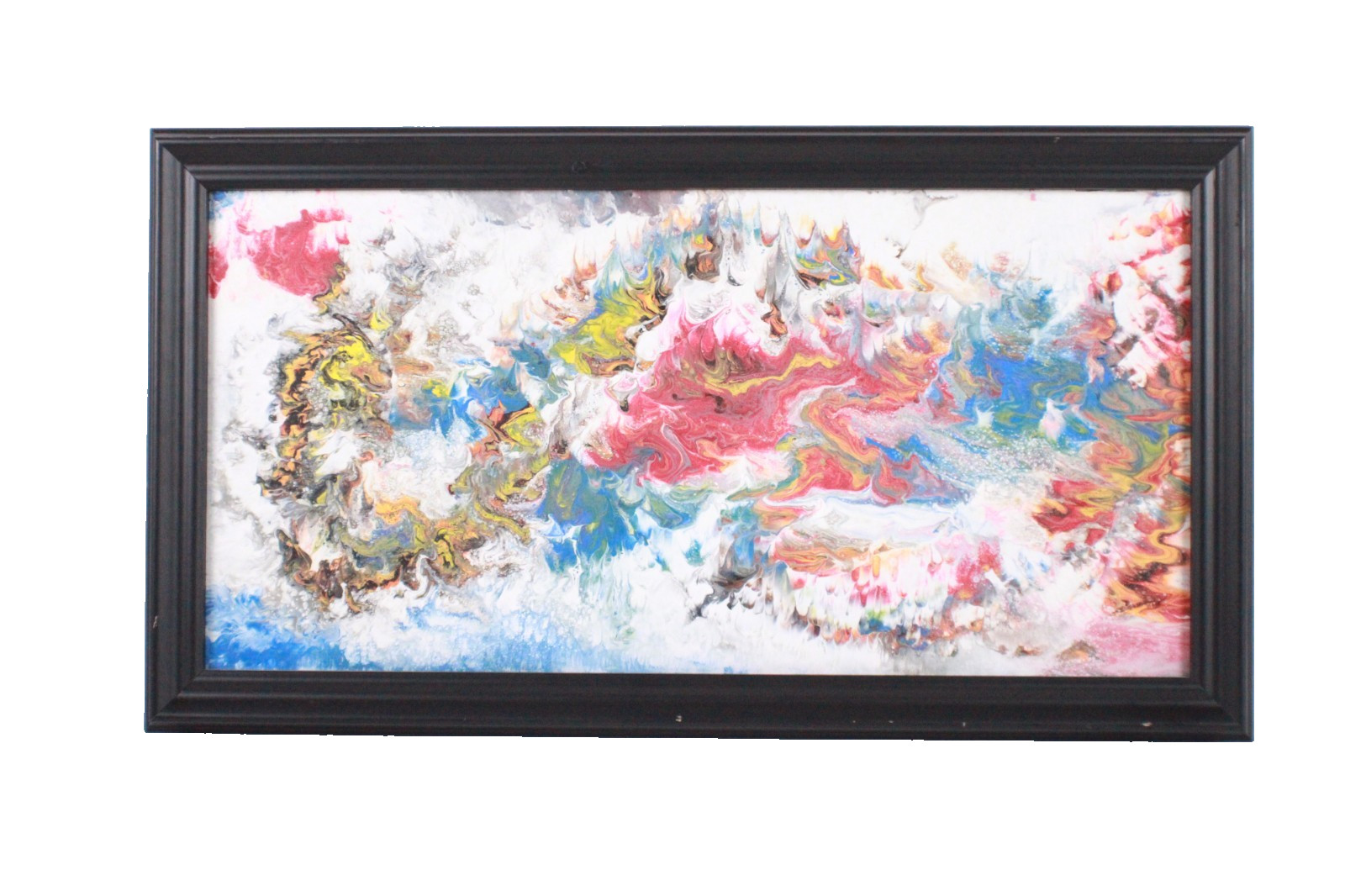 Vintage Colorful Abstract Oil Painting On Canvas Unsigned