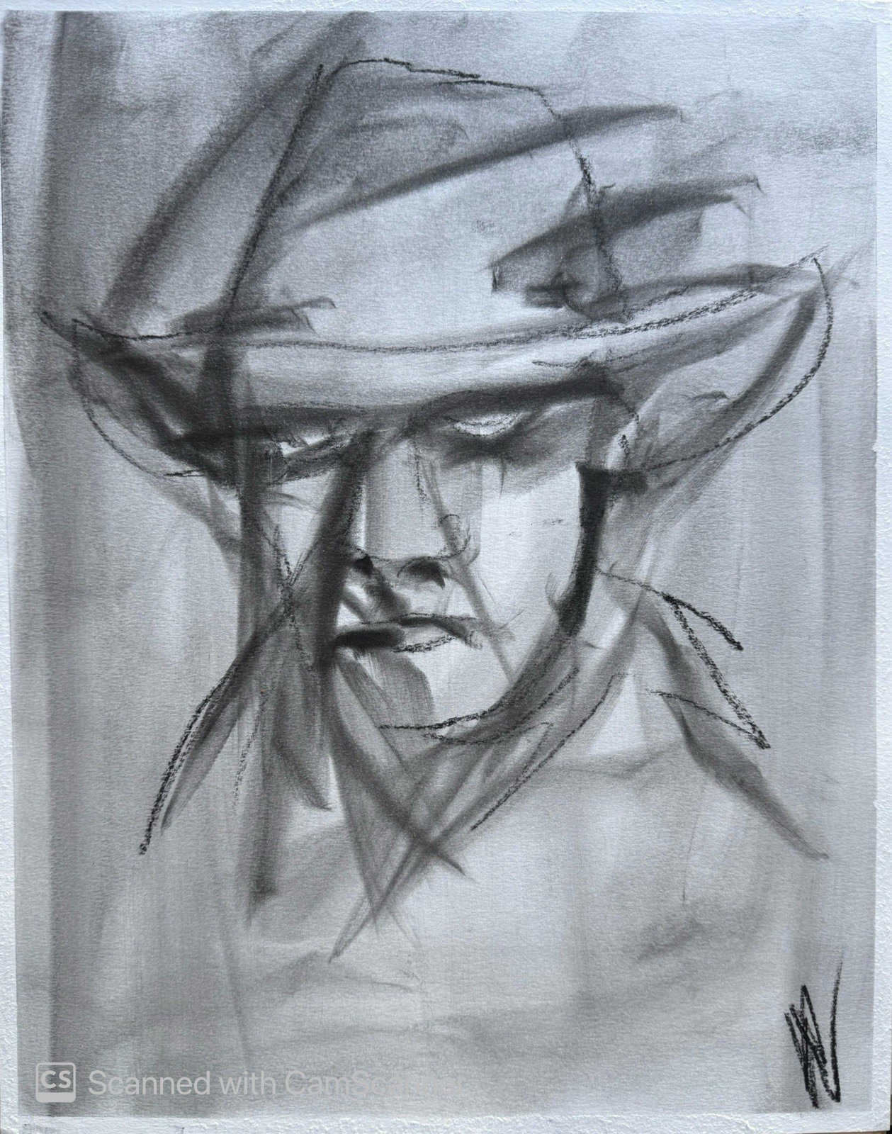 Cowboy Portrait Sketch 11×14 Pastel on Paper Western Art