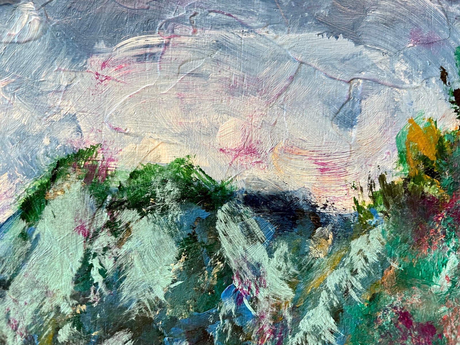 Original Landscape Painting-Vibrant Colors-Flowers and Foothills-Home Decor Art