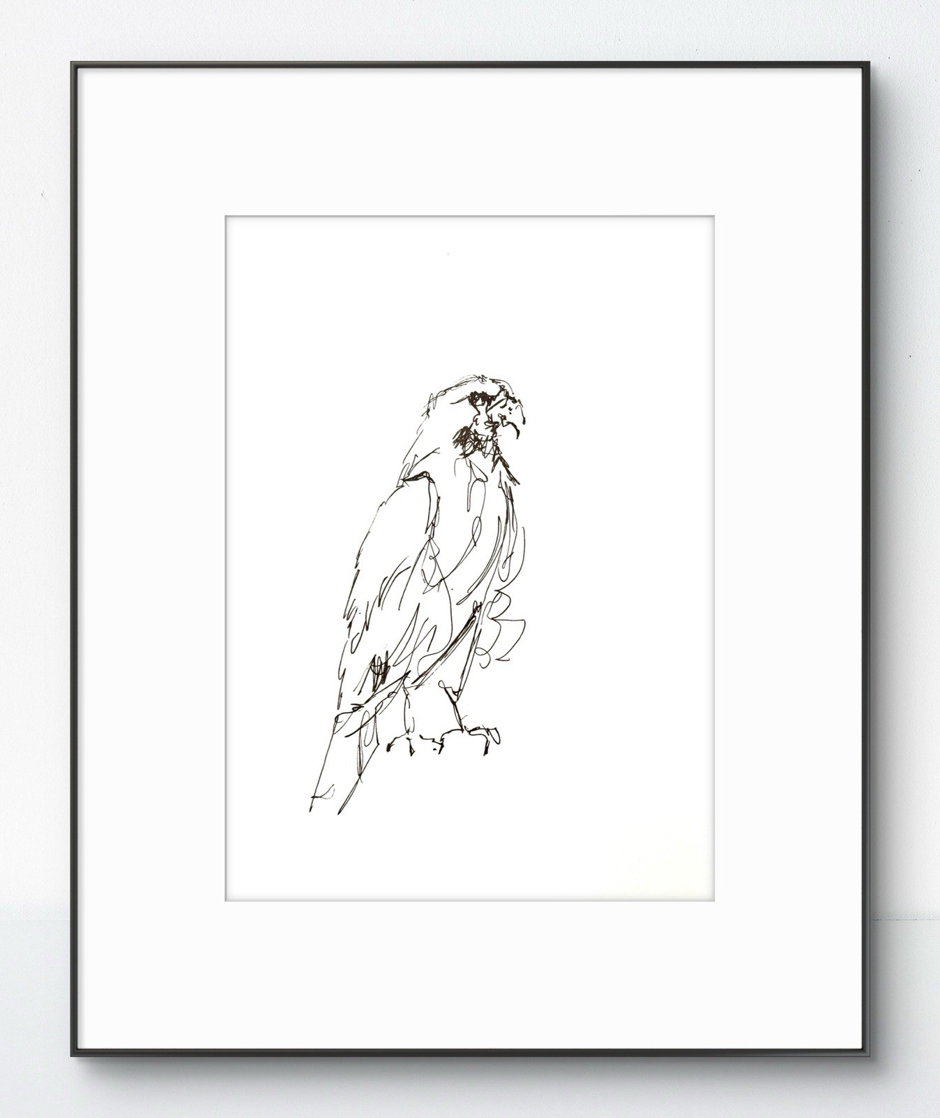 Original Abstract Expressionism 9X12 Hawk Paper Ink Gesture Handmade Signed 14