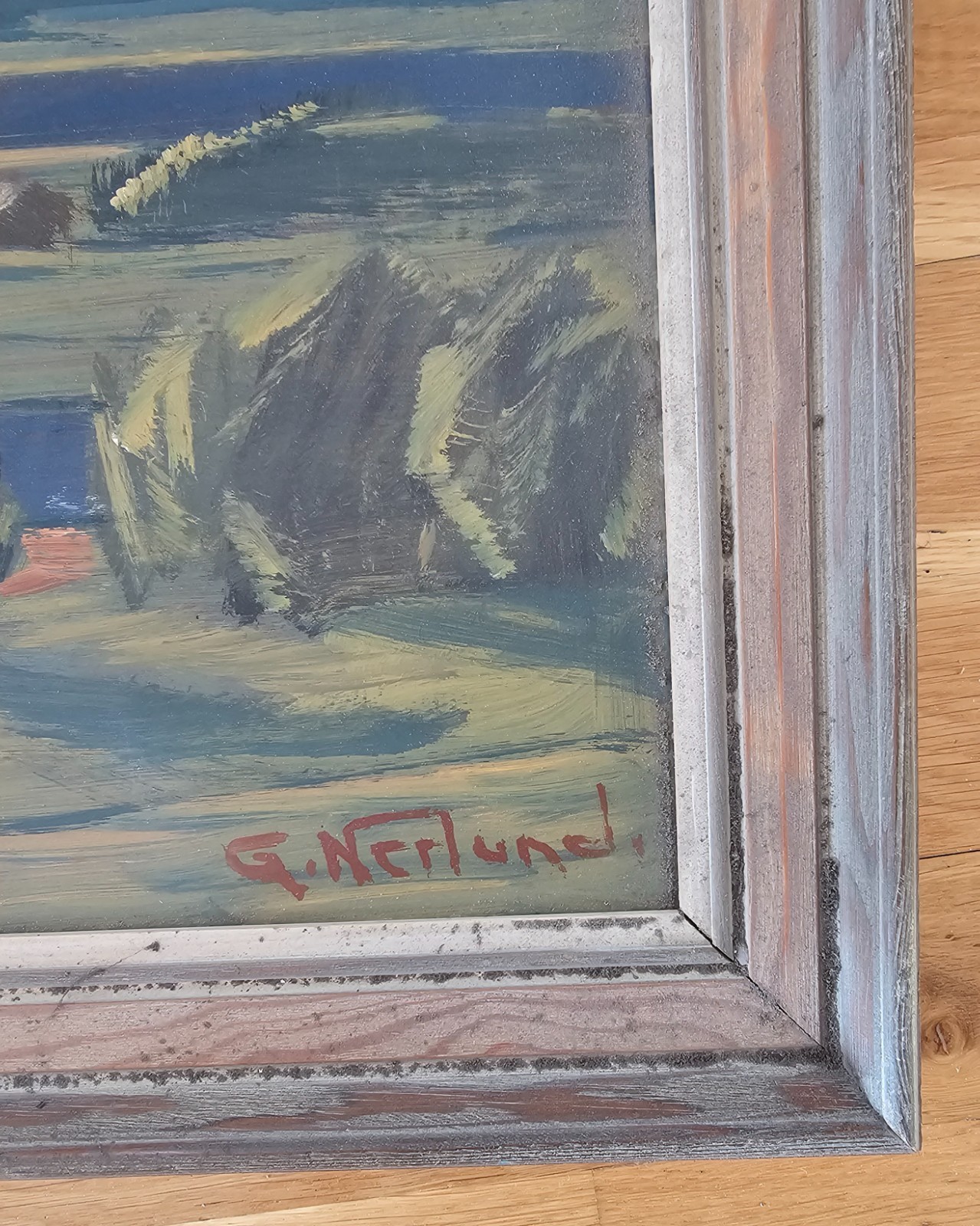 SCANDINAVIAN MODERNIST LANDSCAPE PAINTING «GUDBRANDSDALEN» 1961 GUNNAR NERLUND.
