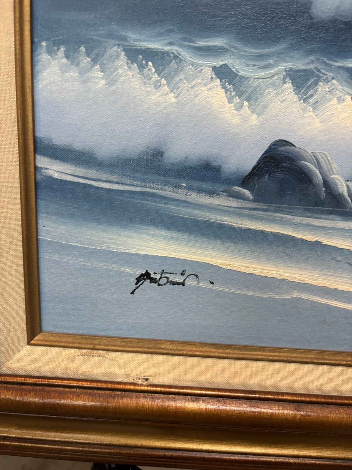 Original John J. Stancin (1916–1988 oil painting on canvas, California Shoreline