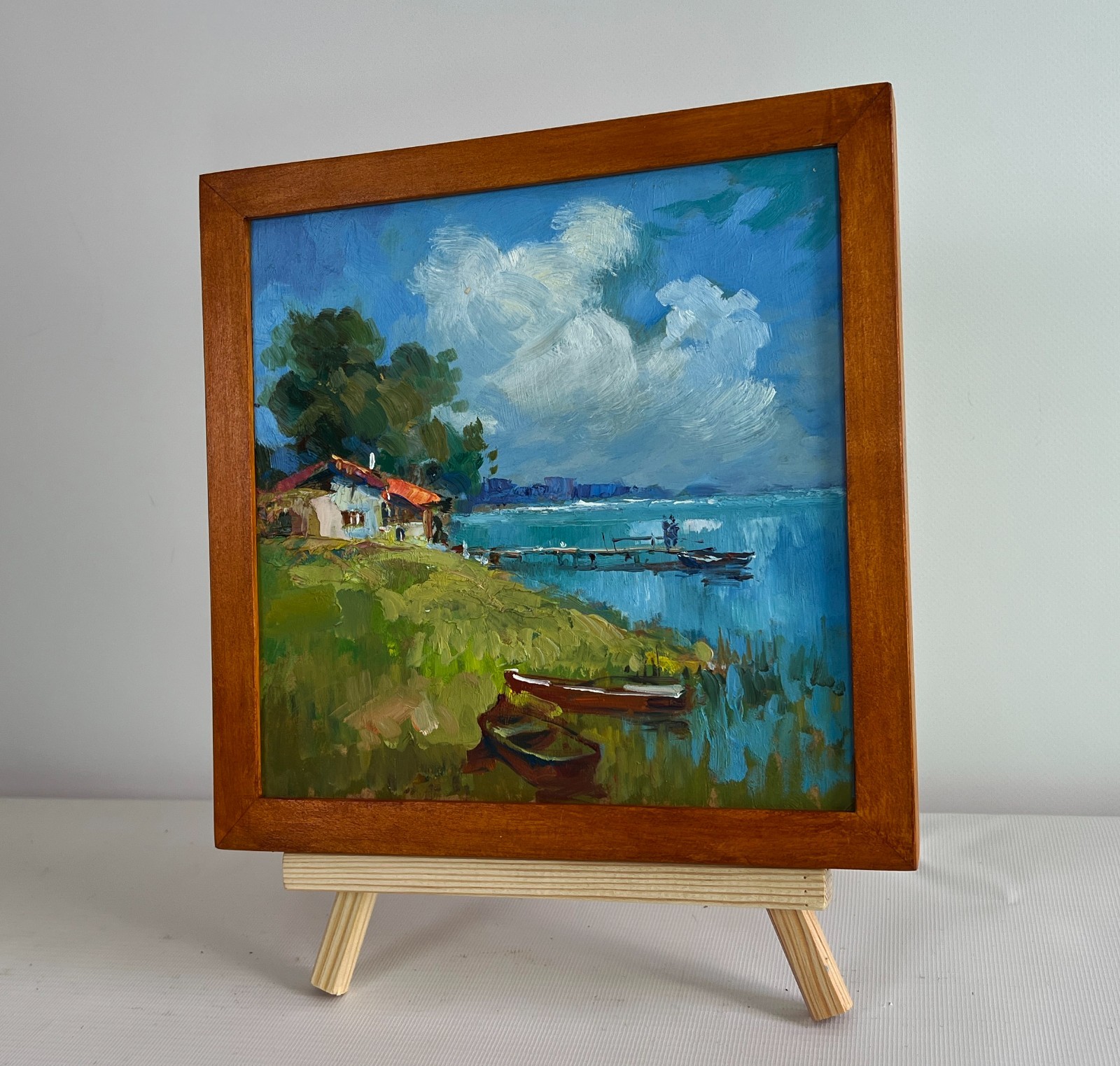 Oil Painting House Near The River Y. Suprunchuk Unframed Original nAAA4359