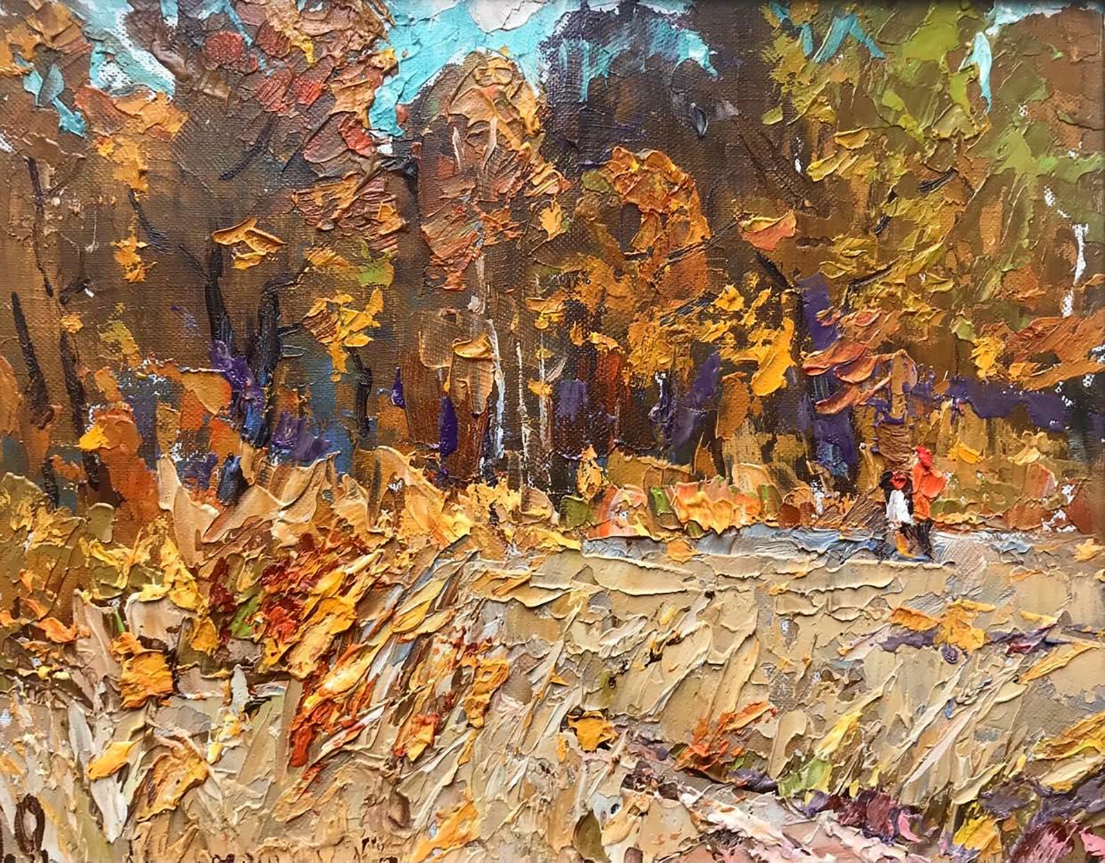 Oil Painting Canvas Autumn Park Kalenyuk A Original Framed Wall nKalen672