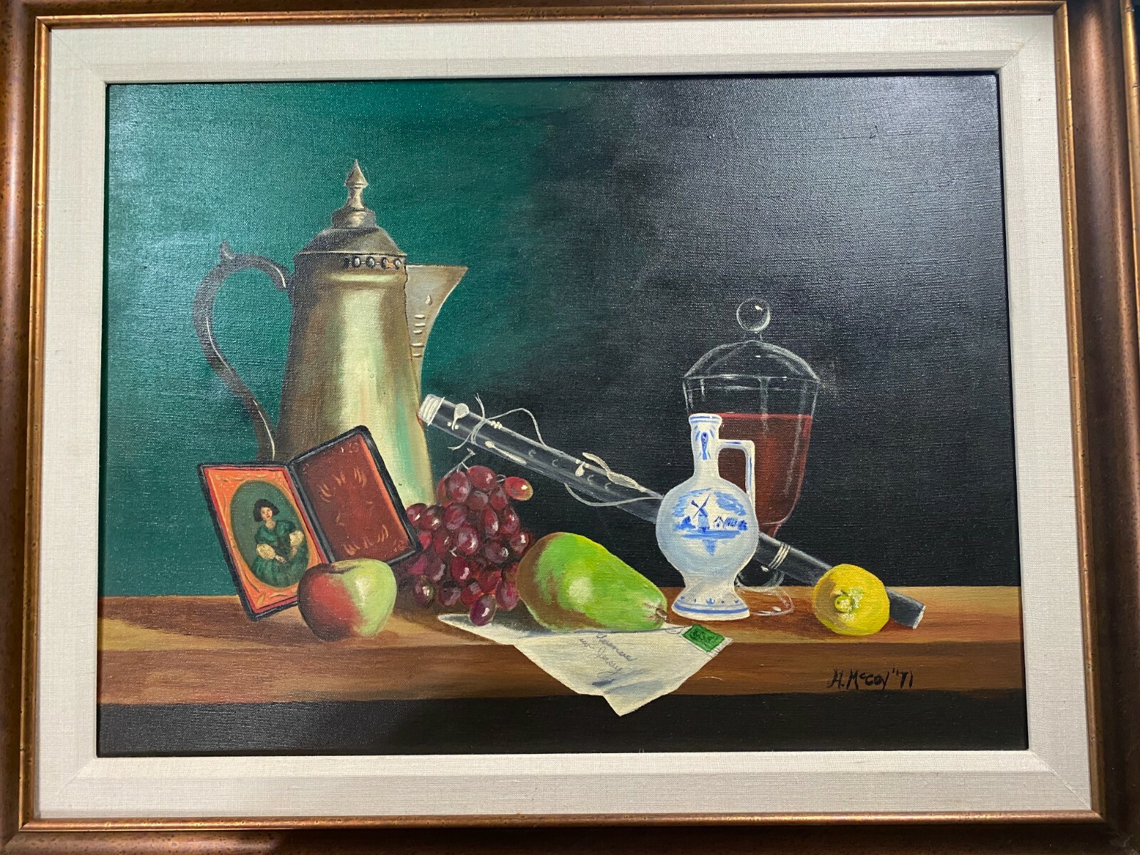 H McCory 1971 «Still Life Scene» Oil On Canvas Painting – Signed And Framed