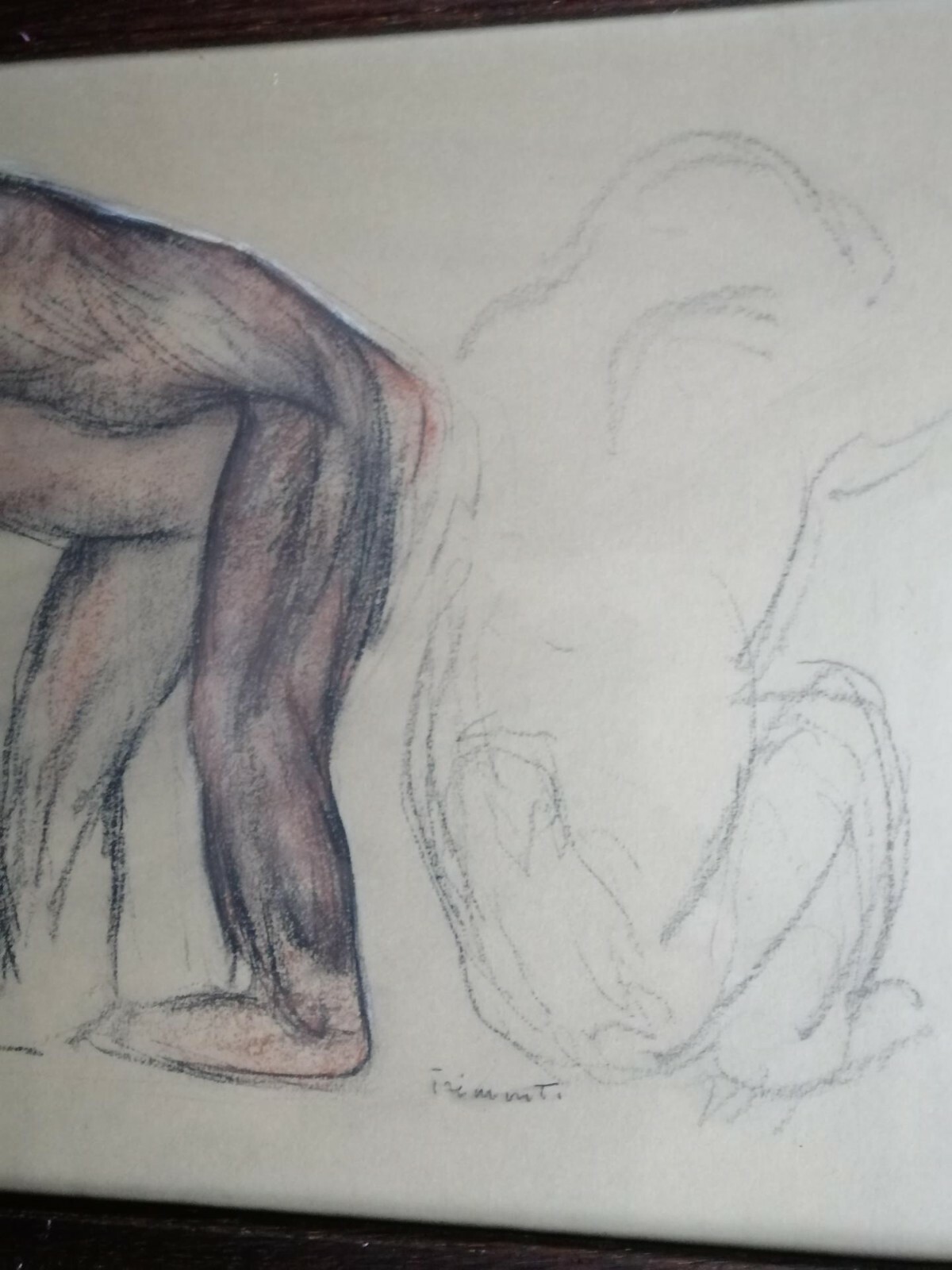 Auguste Tremont 1892 1980 Artist Luxembourgish Pastel & Charcoal Chimp Monkey