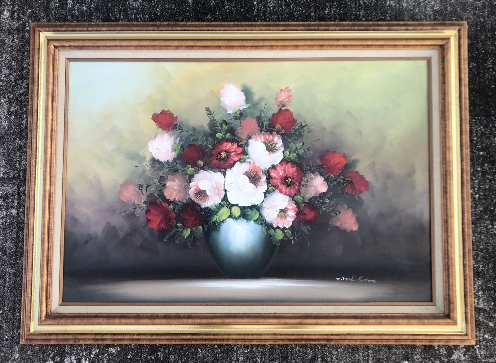 Beautiful Vintage Original Still Life Oil Painting Signed-Framed On Canvas 43×31