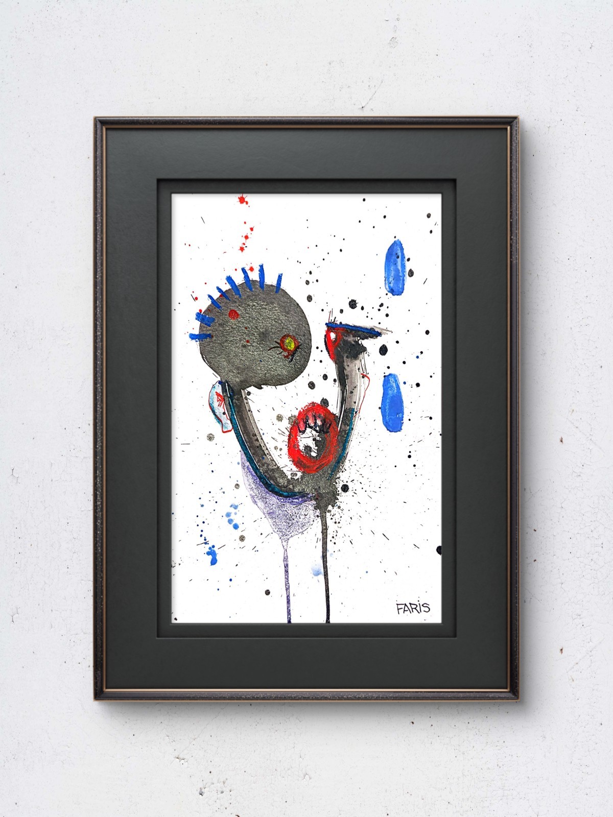 Original Ink Portrait Painting A4 Mixed Media Neo-Expressionism Signed COA #18
