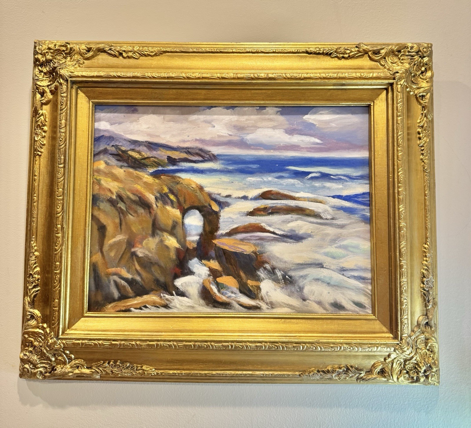 Original Oil Painting: California Coast: 12”x16” Framed 19”x23”
