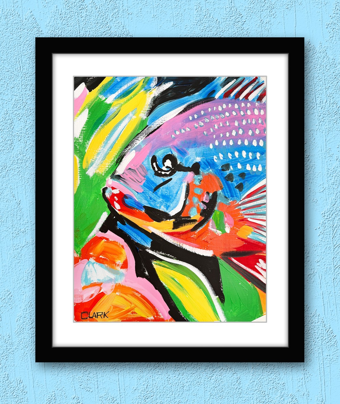 Vibrant Rainbow Parrotfish Tropical Pop Art Acrylic Painting – 11×14″ Paper