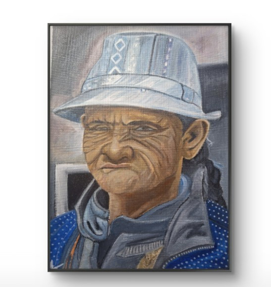 Figurative Contemporary Grumpy Old Man 8×11 Canvas Paper
