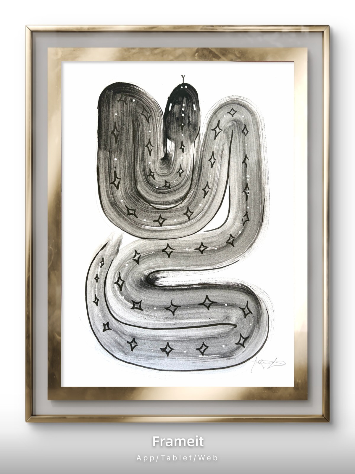 Original Brushstroke Snake 1 Painting By Alannah Dyer- Acrylic 9×12 in. Animals
