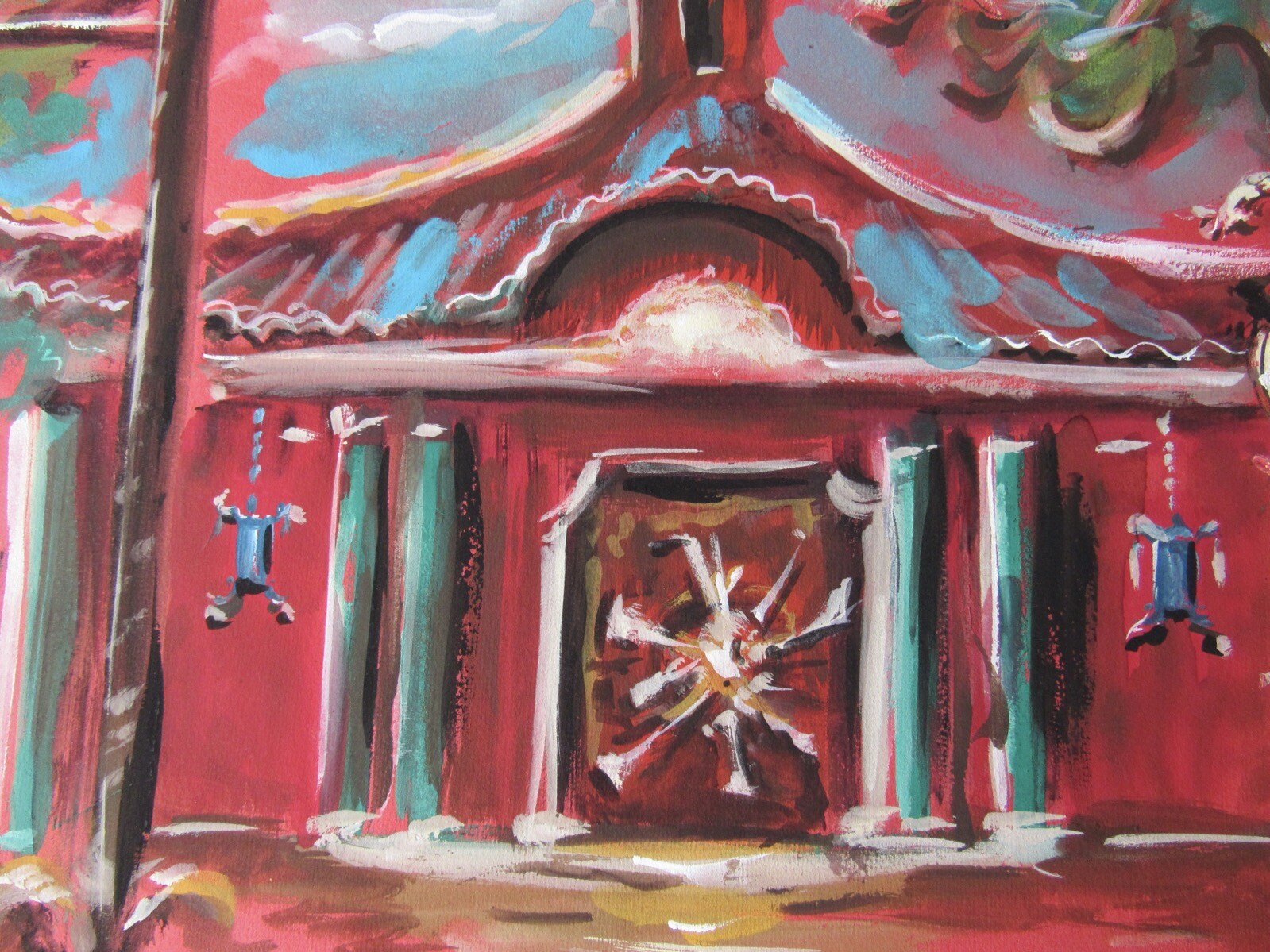 Opera Decor Gouache Drawing Signed by Jacques André Brégère set design painting