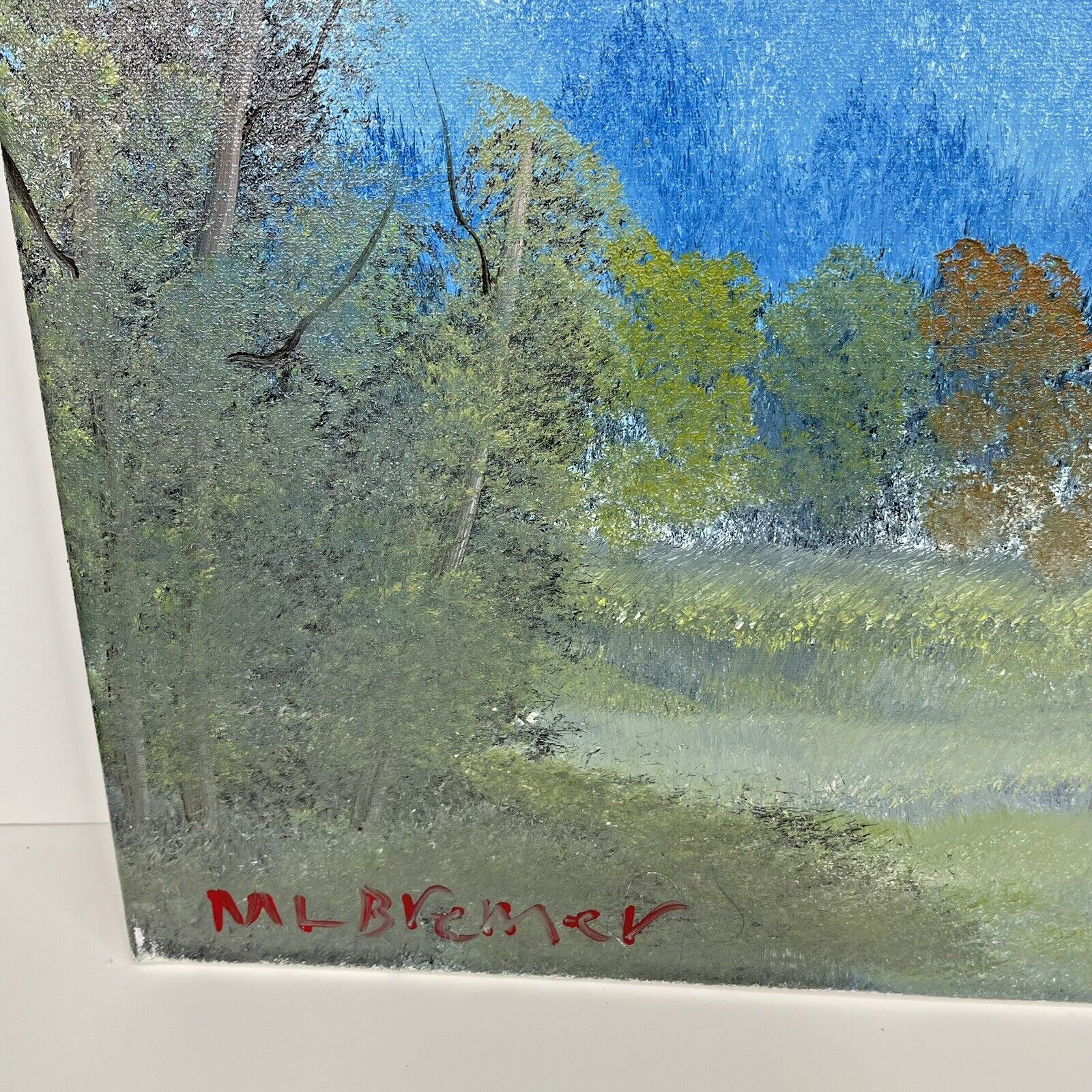 Oil on Canvas Painting Signed Student Art 16 x 20 Cabin in a Wooded Clearing