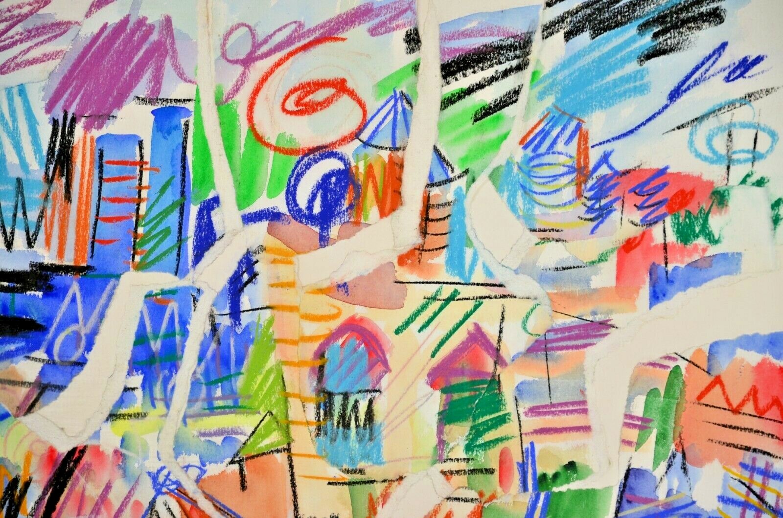DIANE TANCHAK Original Vintage Signed Abstract Mixed Media Collage Oil Painting