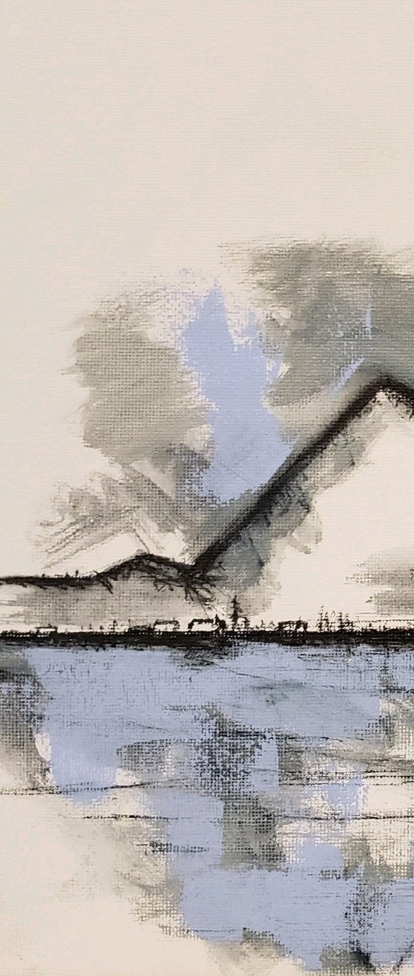 No.685 Original Abstract Minimal Landsape Ink Painting By K.A.Davis
