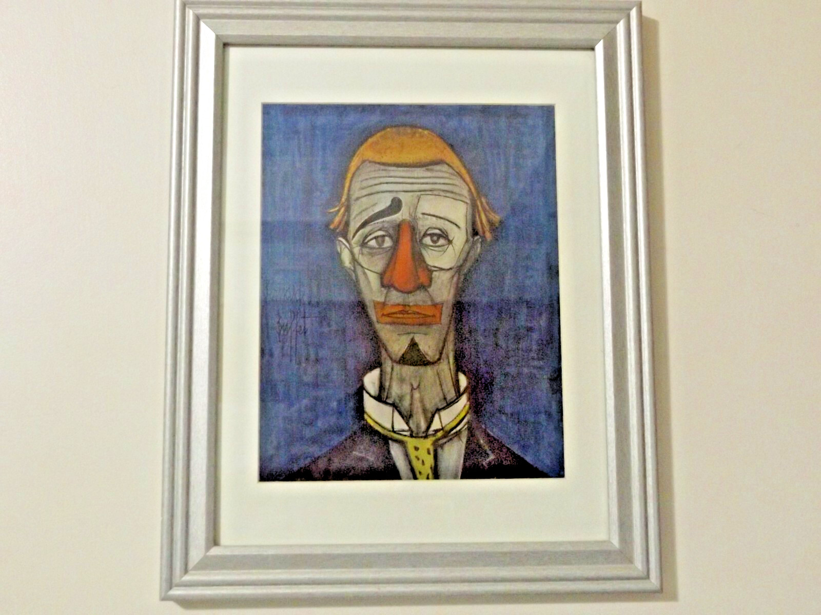 A framed print of Bernard Buffet’s, «Tete The Clown» artwork’ Circa 1955 Signed