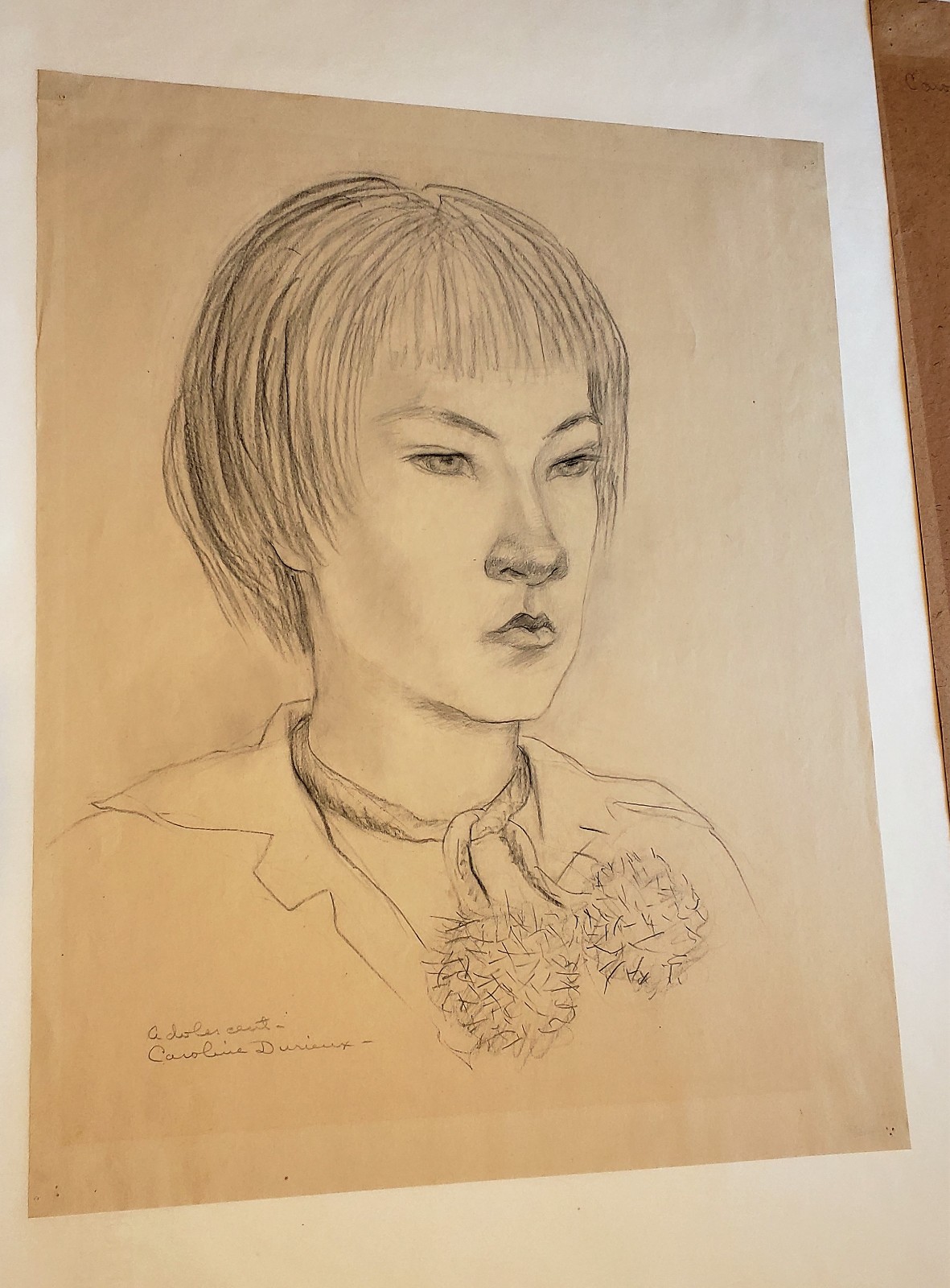 CAROLINE DURIEUX Original SIGNED Graphite Drawing «Adolescent» WPA FAP Project