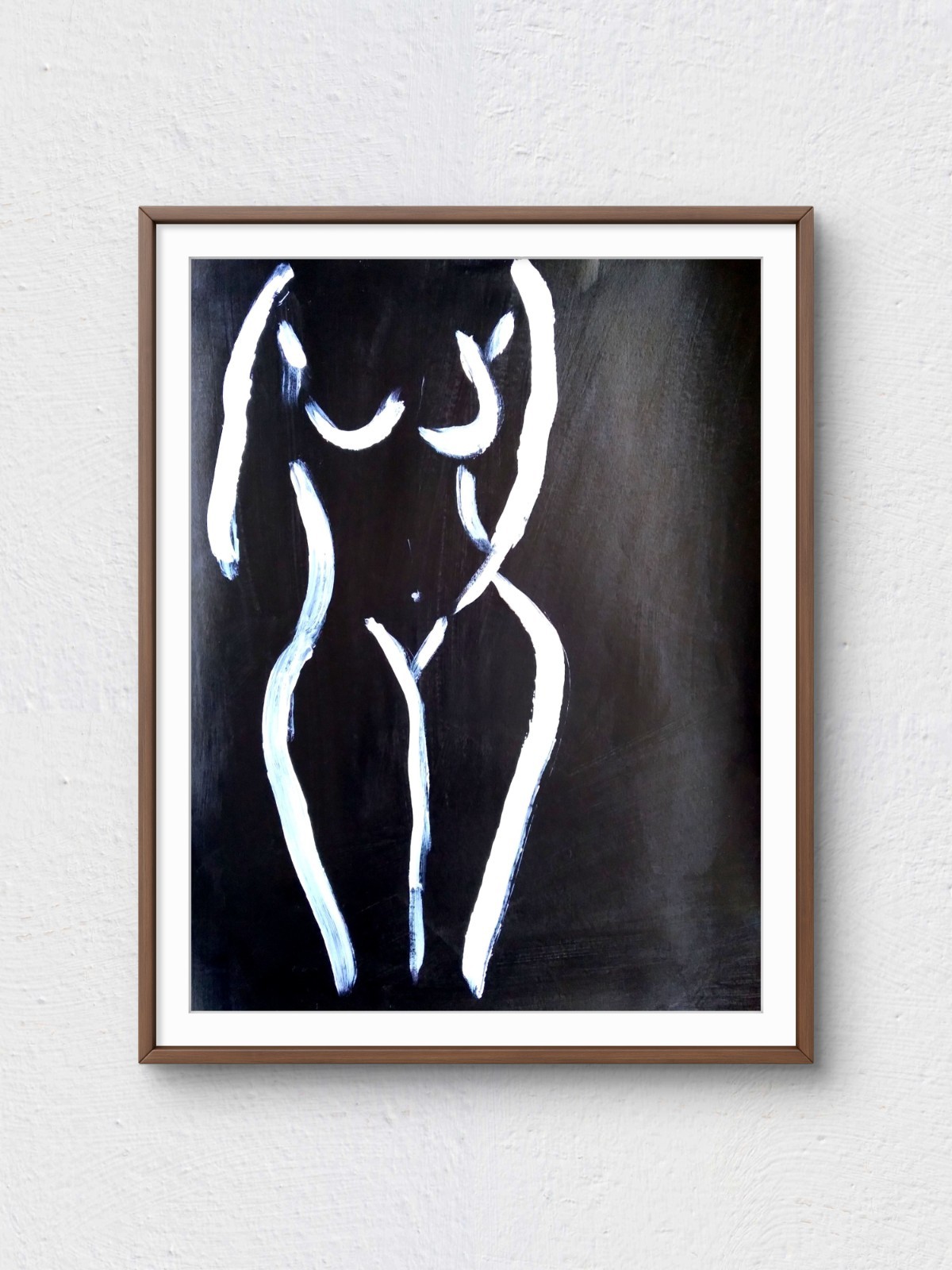 Original Acrylic 9×12 Abstract Woman Signed Black White Wall Art Paper