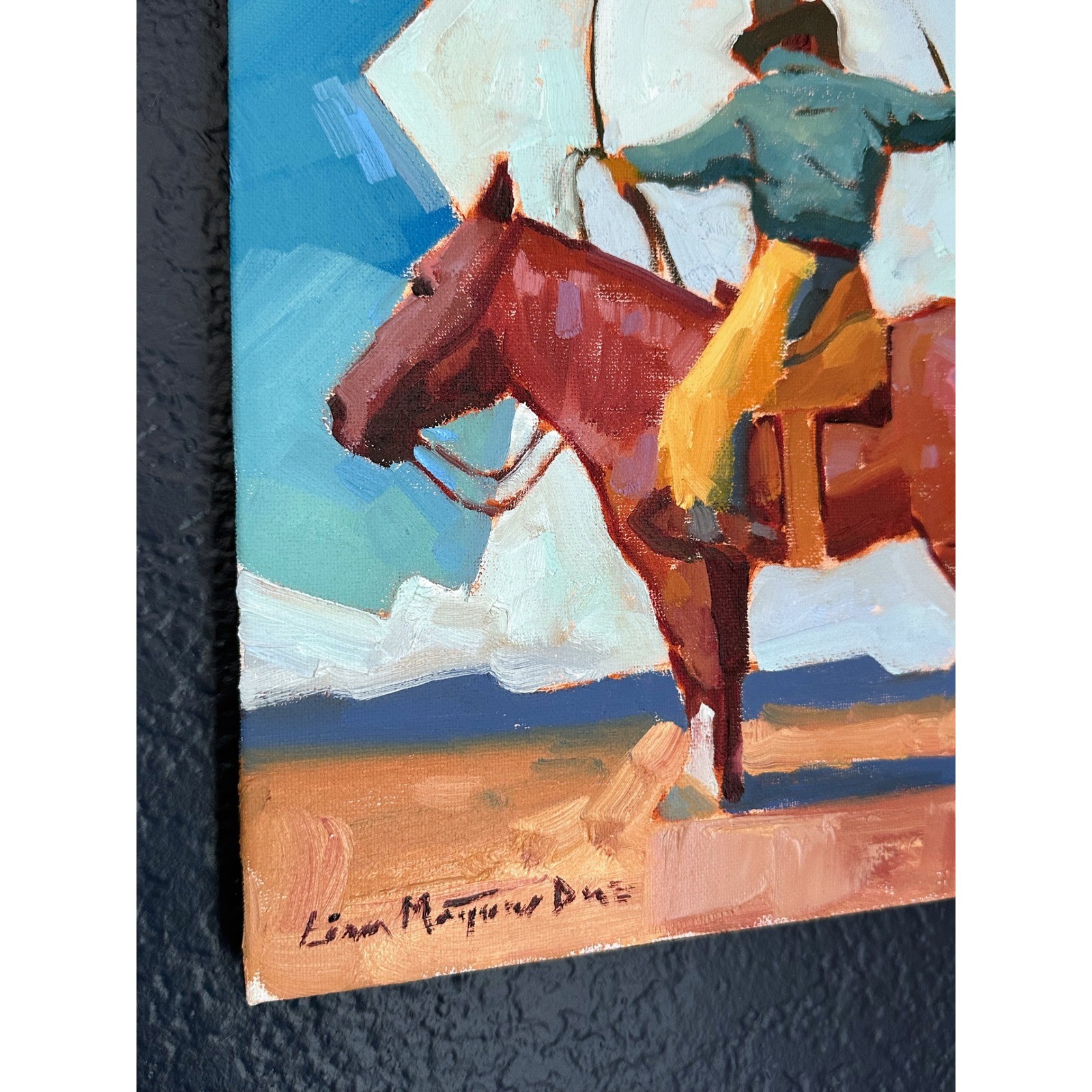 Liam Matthew Dye Lasso Cloud Study Original Oil Painting Western Cowboy 12×12