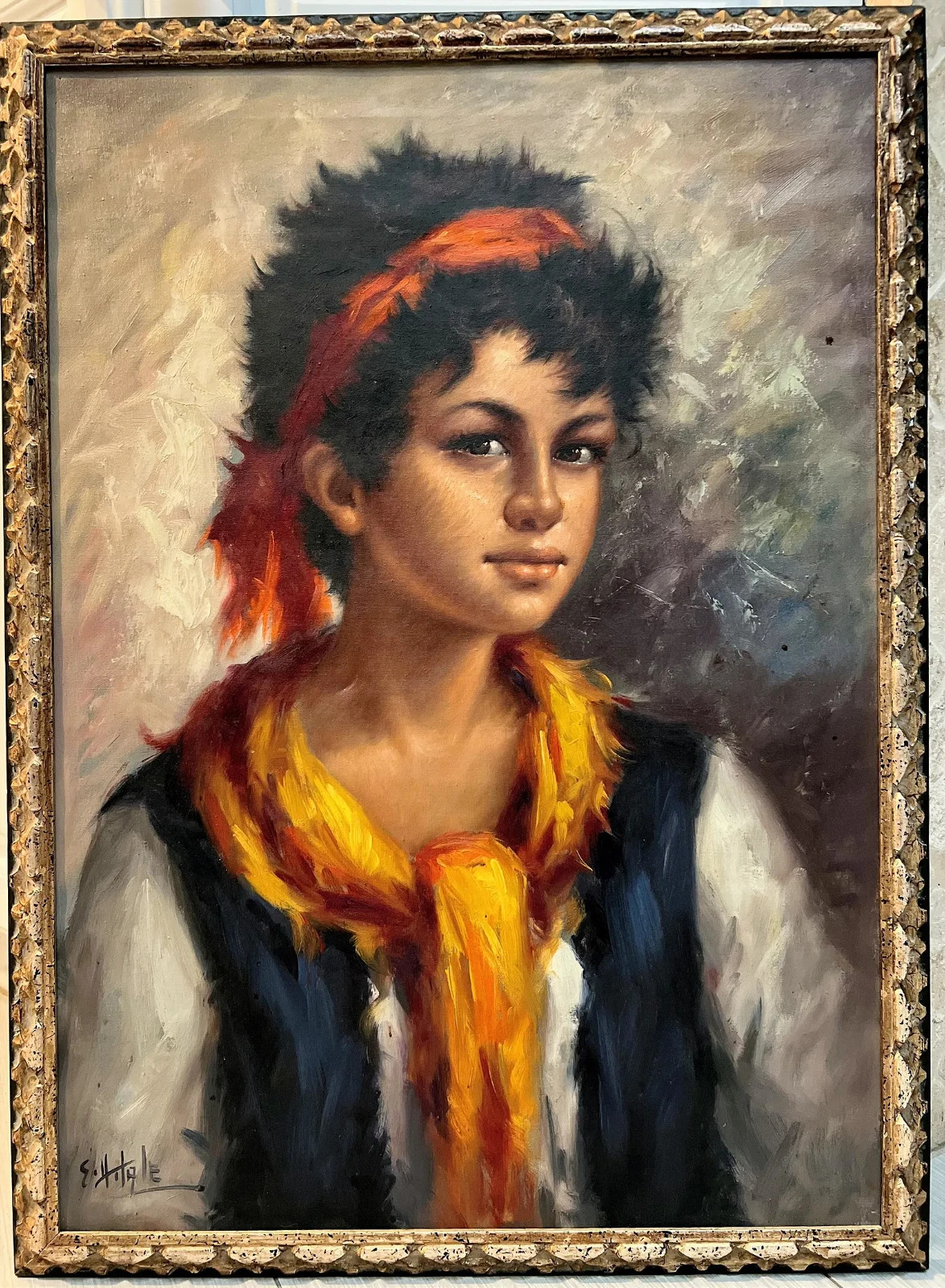 Gaetano Vitale » Gypsy Girl» Mid Centiry Oil on Canvas