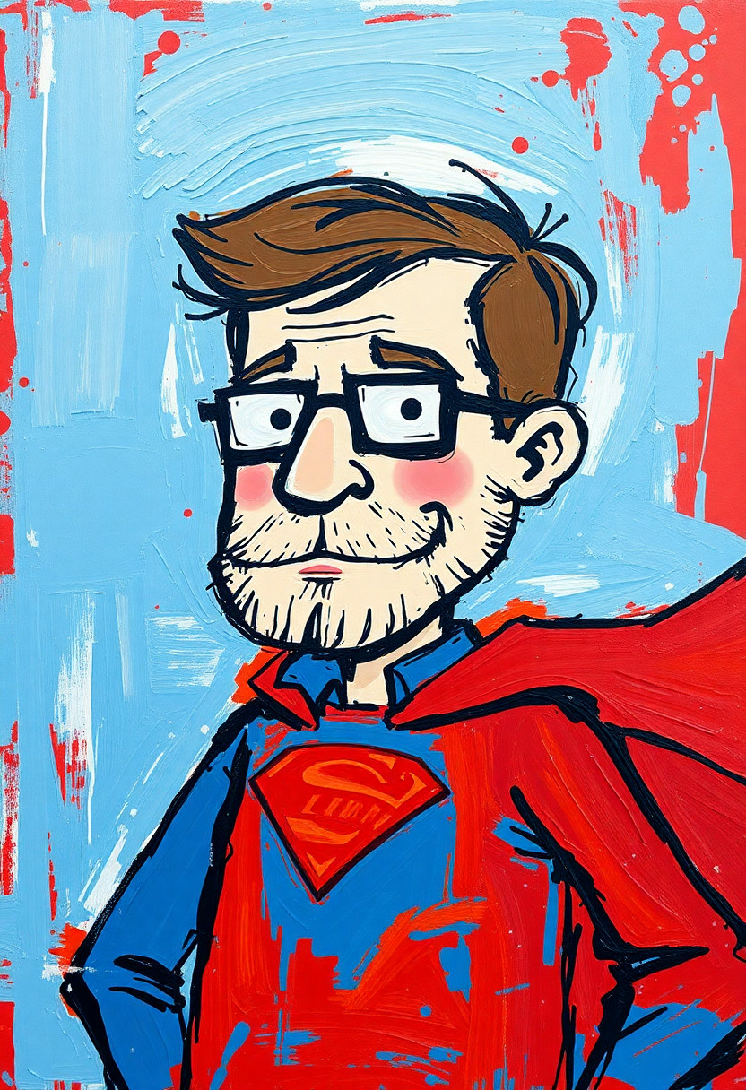 Dad Superman16″x12″ Abstract ExpressionsimFather’s DayOriginal Design Home Art