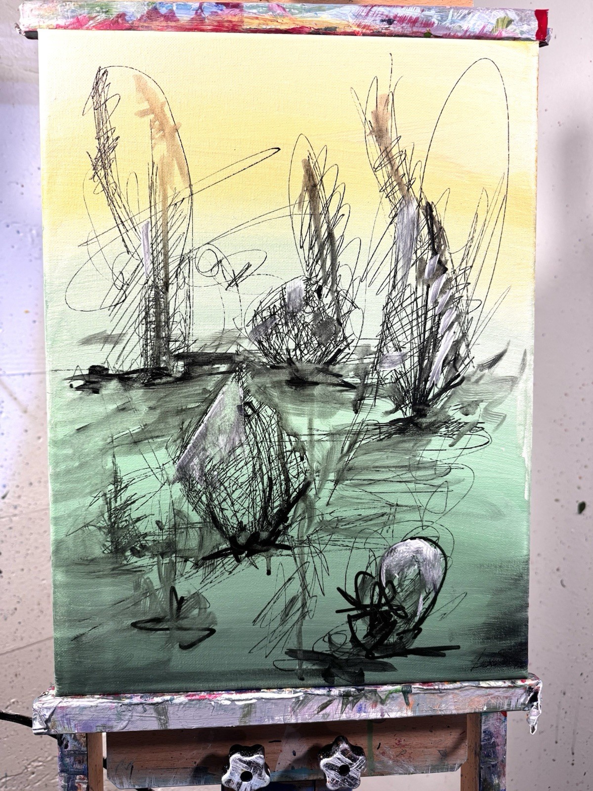Original Abstract Expressionism 12×16 Trees Handmade Signed Fine Art 339