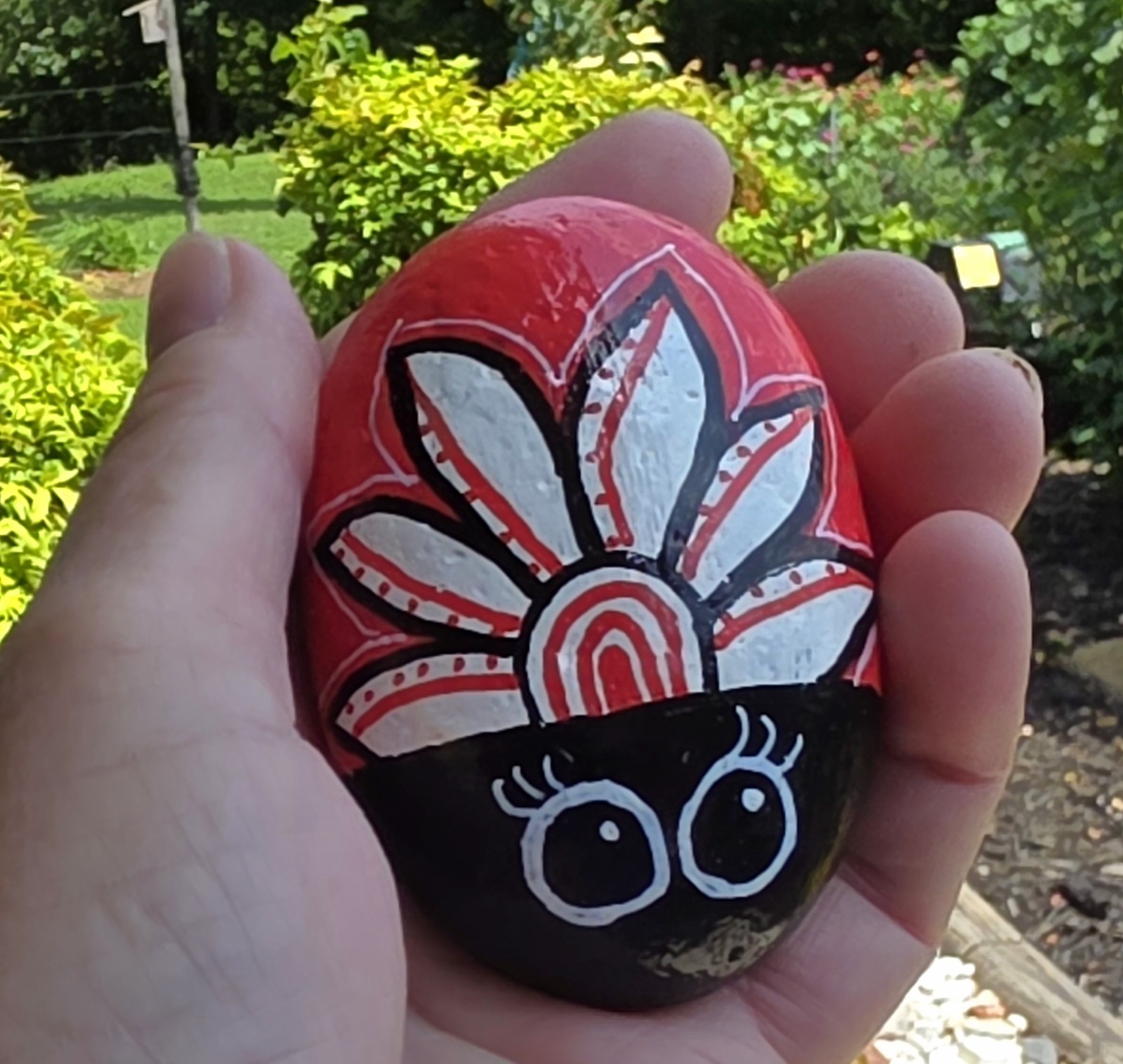 Hand Painted ladybug river Rock original paper weight Painting Art Gift