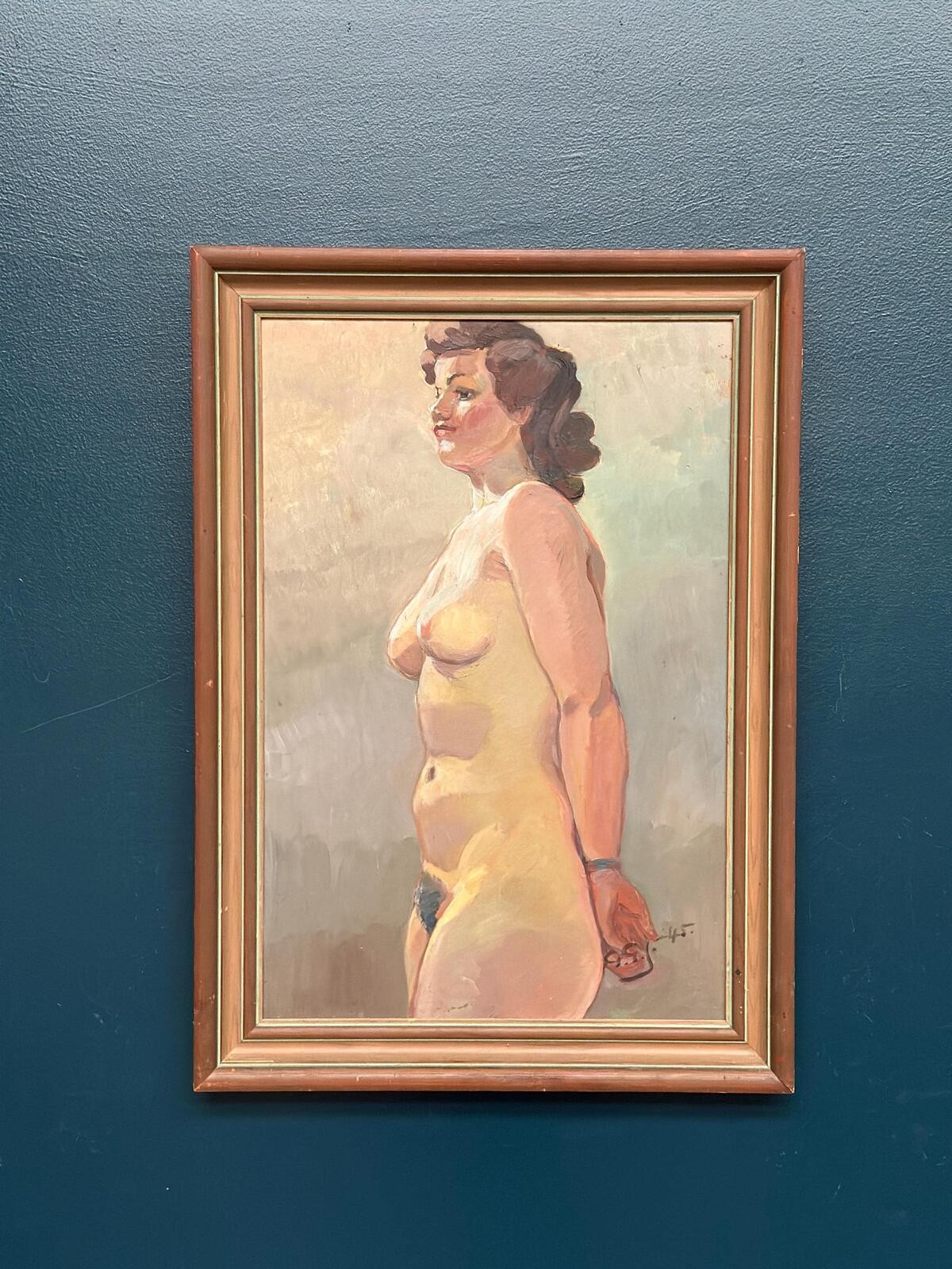 Swedish Oil on Panel – “Nude Study” attributed to Gustaf Gunnar Johansson 1945