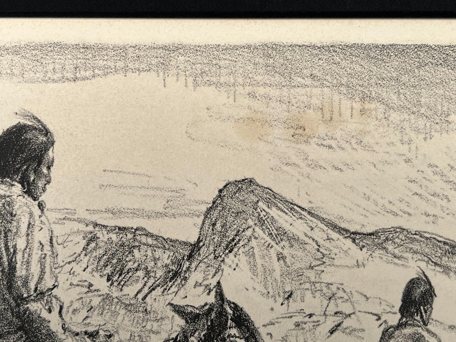RARE Oscar Edmund Berninghaus Desert Taos Monotype Litho. on board Pencil Signed