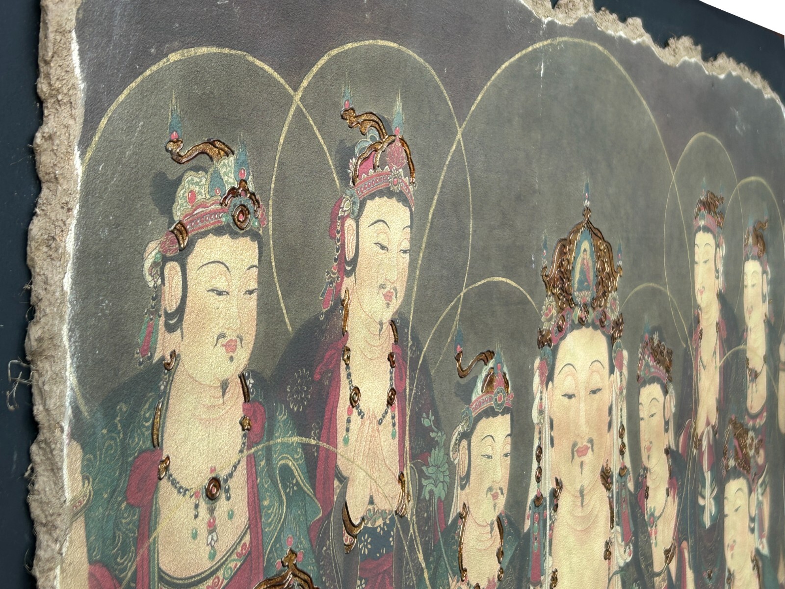 Oriental Tong Dynasty Style Bodhisattva Painting on Paper Mache Wall Art ws4515