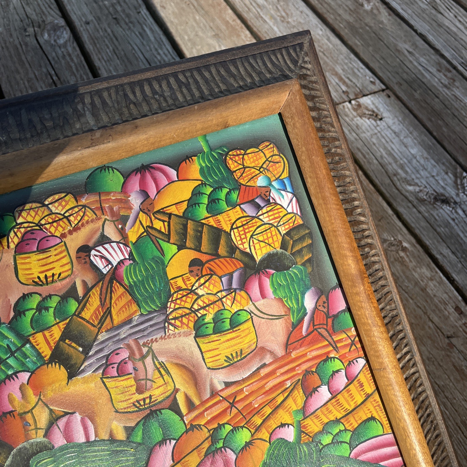 Original Laurent Casimir Haitian Oil Painting Canvas 21 x 17” Frame Signed OOAK