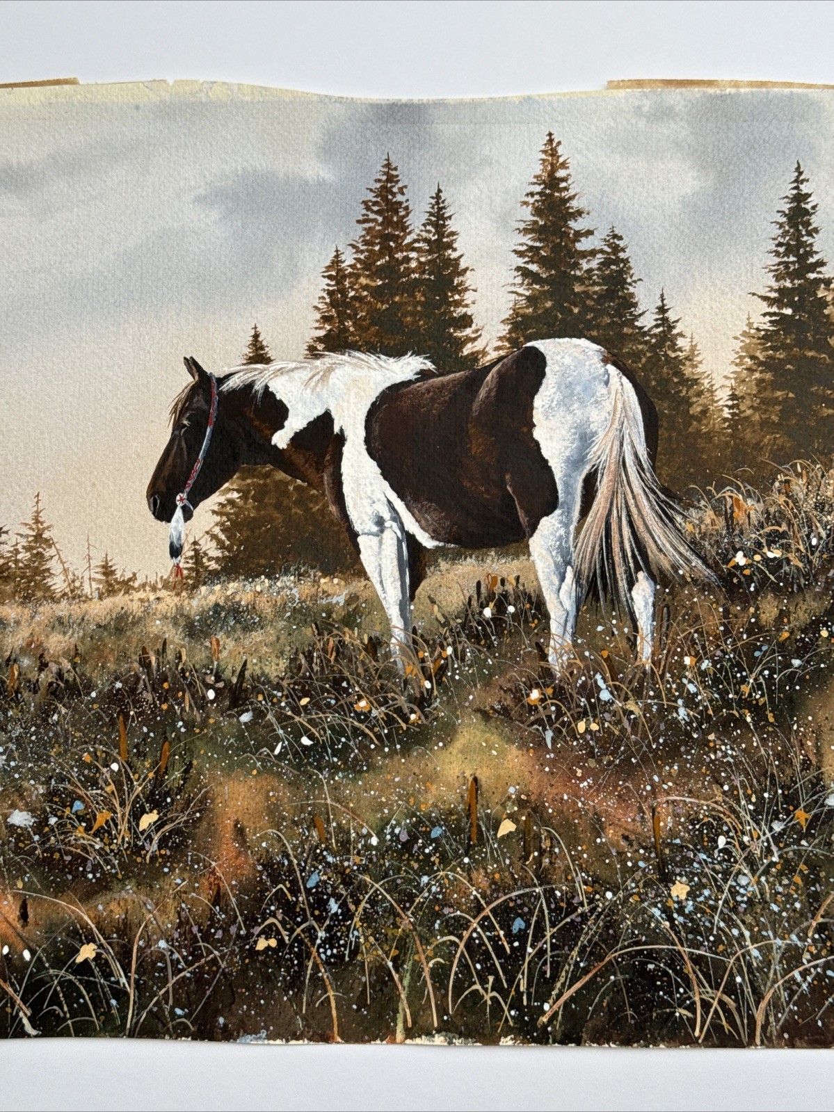 VINTAGE SIOUX PONY PAINTING HORSE LANDSCAPE TRIBAL NATIVE AMERICAN INDIAN DEMOTT