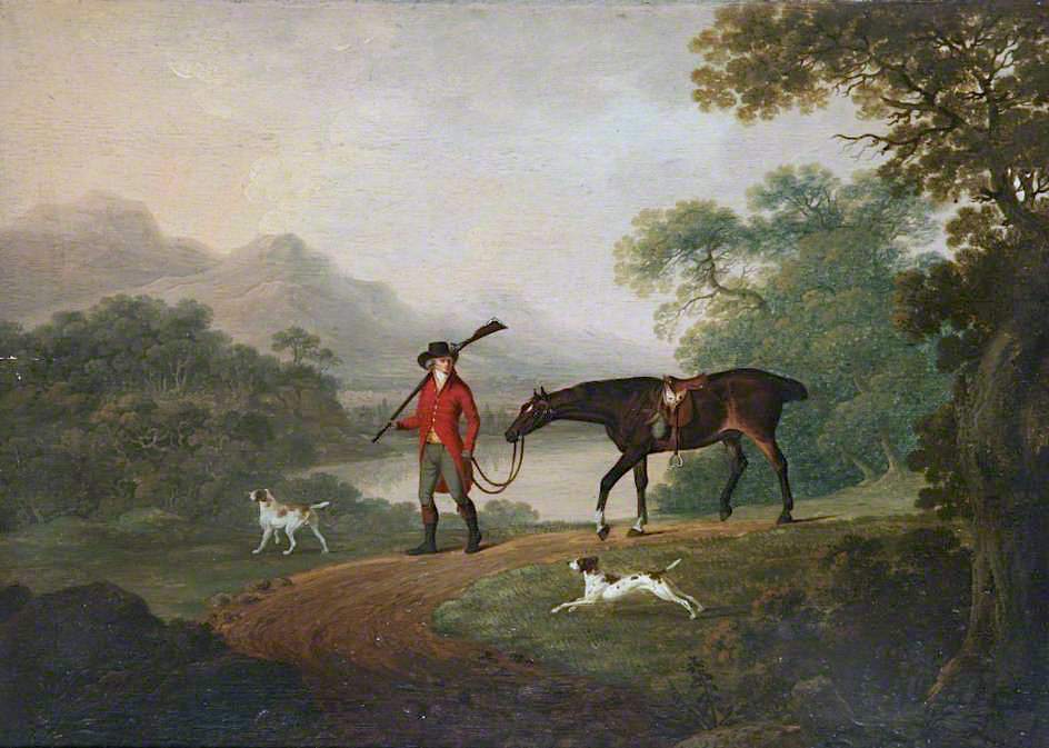 Oil painting man horse dog art A-Gentleman-Returning-from-Shooting-Charles-Towne