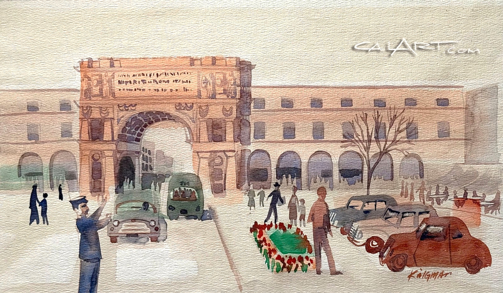 1950s Watercolo Painting by Renowned CHINESE AMERICAN Artist DONG KINGMAN
