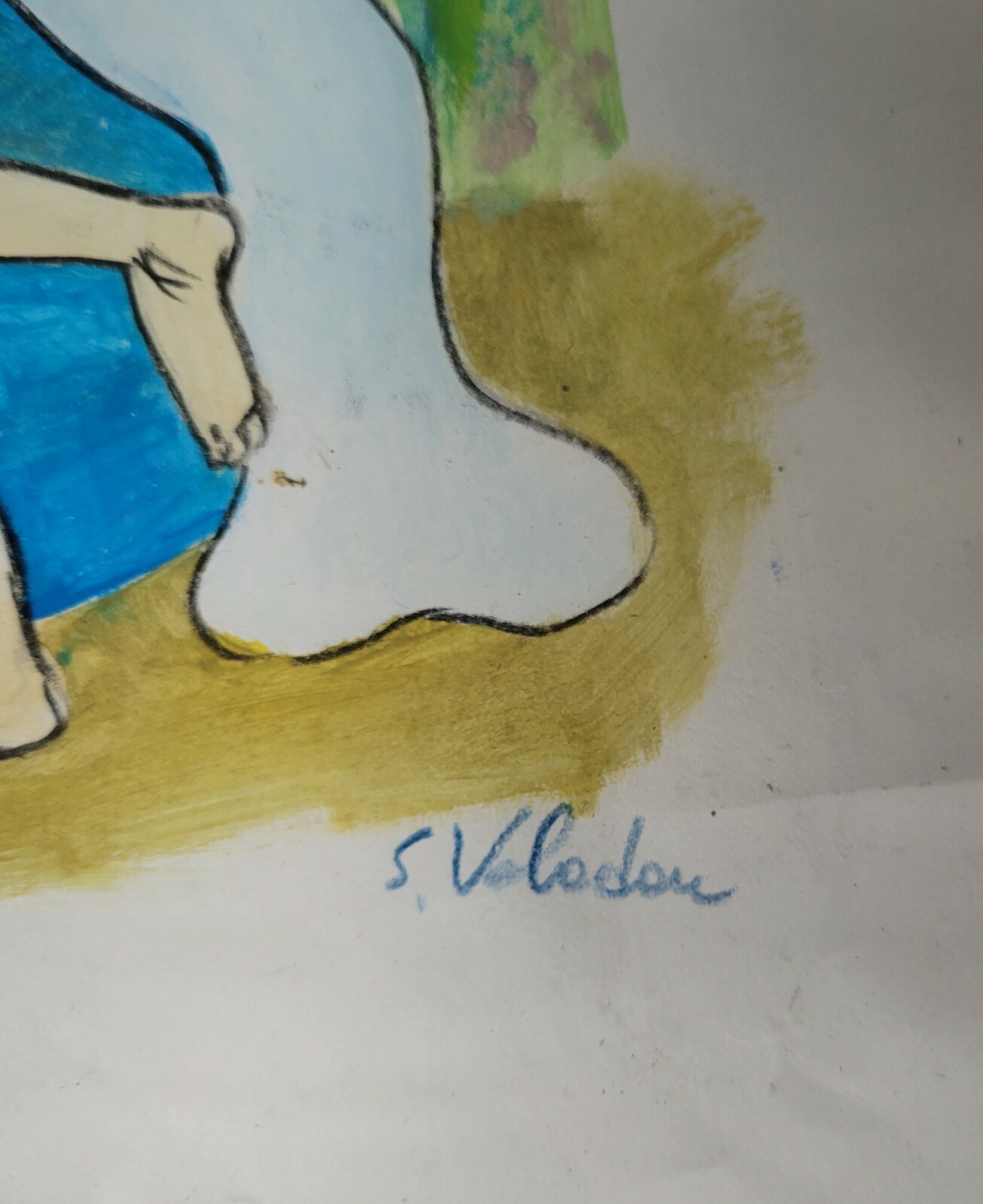 Painting After S. Valadon After the Bath Mixed Media on Paper 8.5×13″ Framed