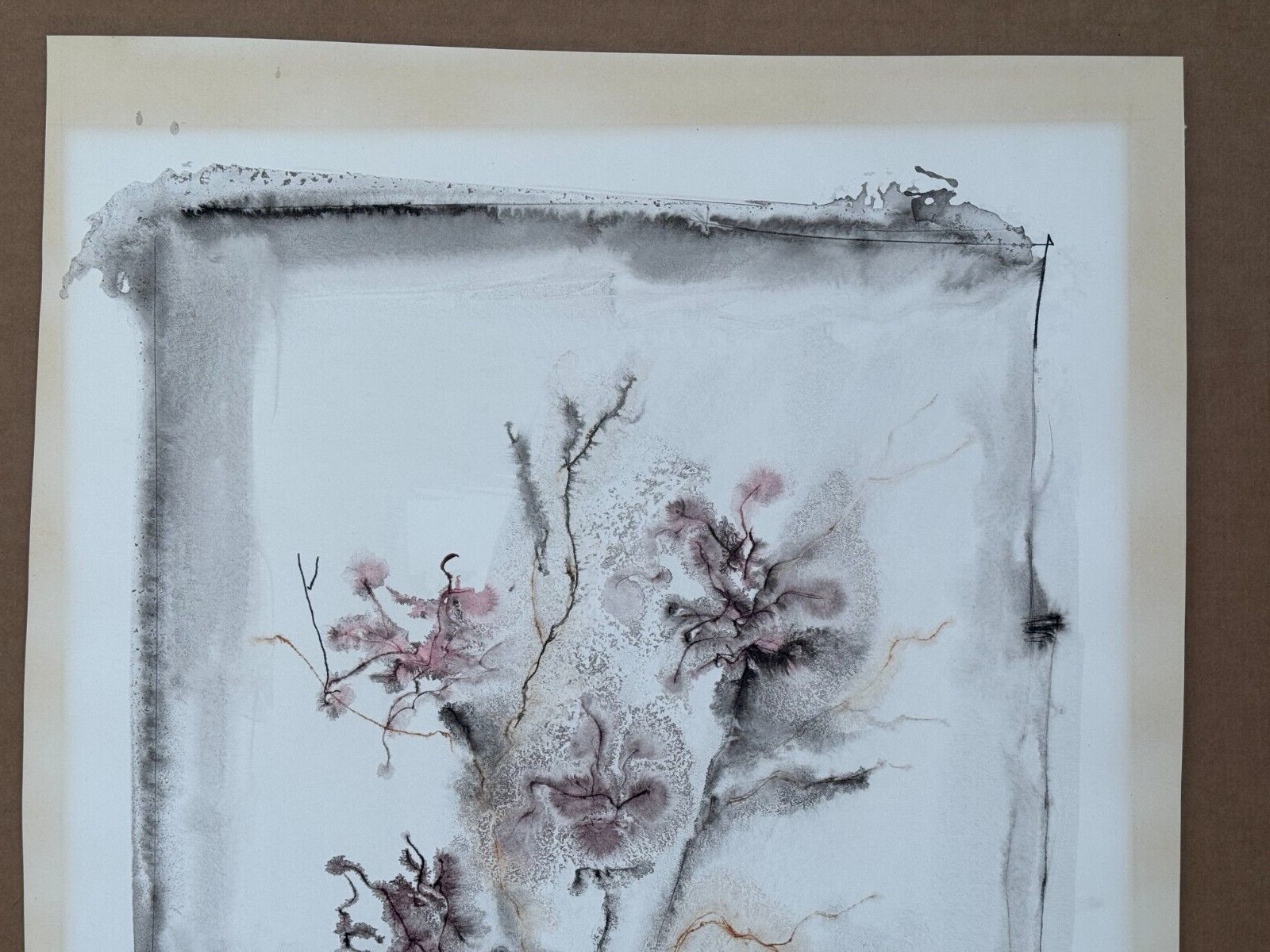 LEONARDO DE MAGISTRIS SIGNED ORIGINAL PAINTING FLORAL ABSTRACT WATERCOLOR 1967