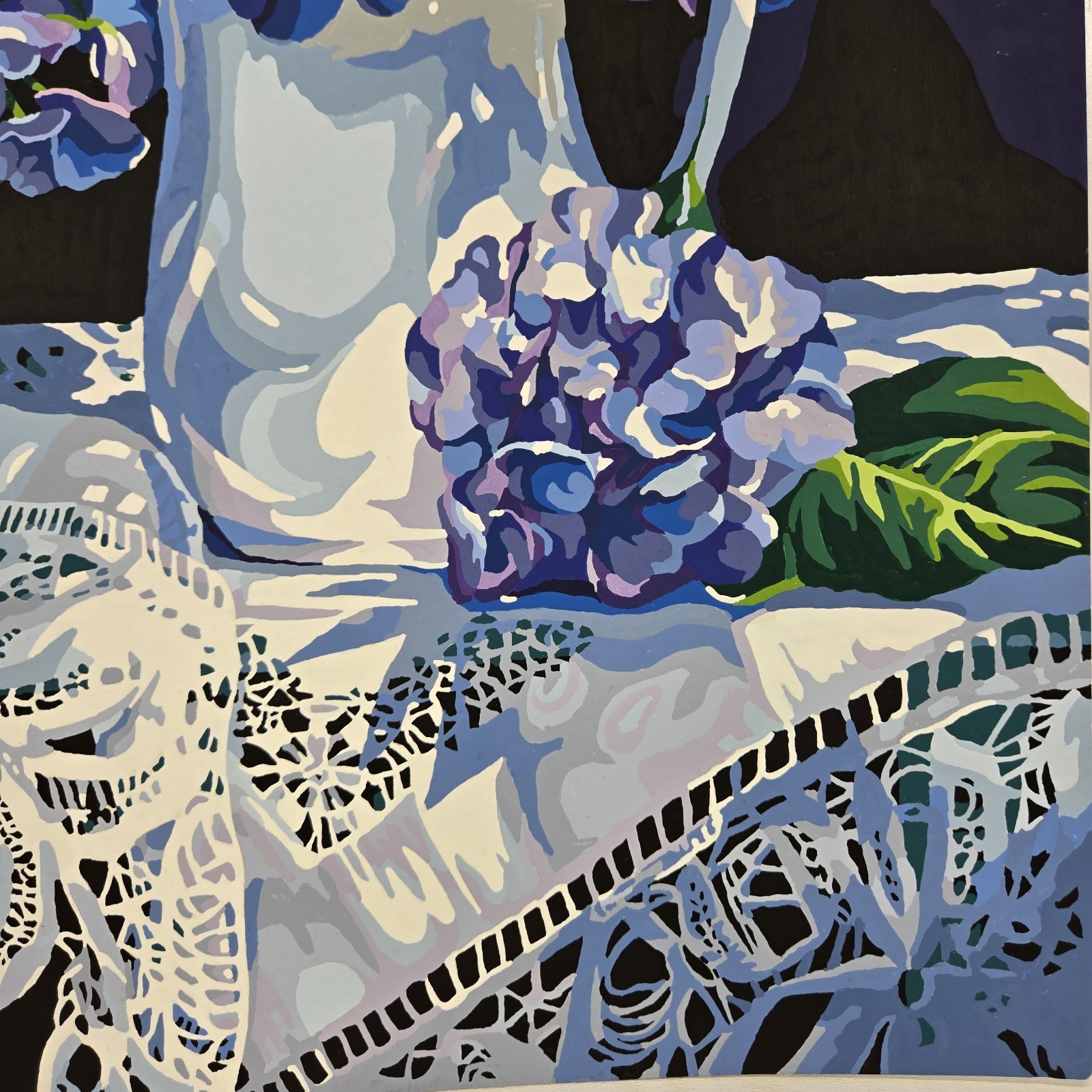 Hydrangea Melody Finished Acrylic Painting Paint By Number Floral Still Life