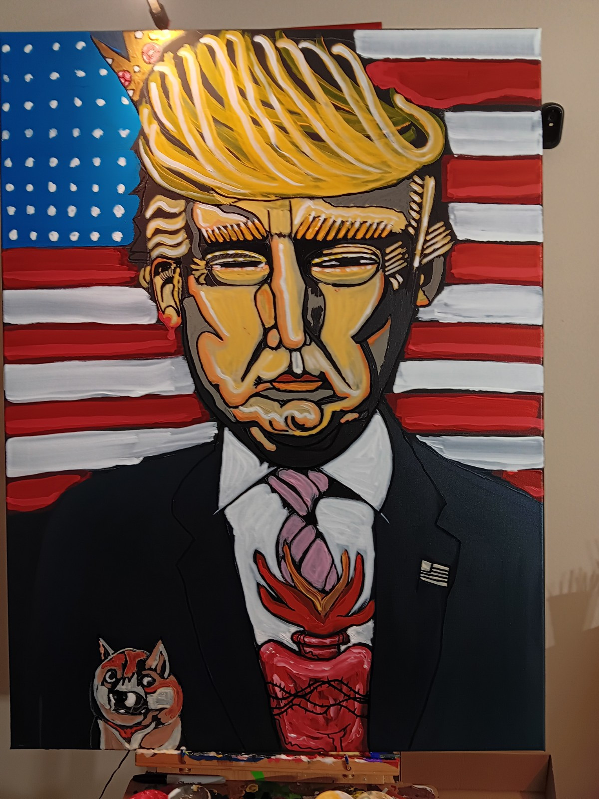 King TRUMP: rendition Of President Donald J Trump In Acryllic. Expressionist