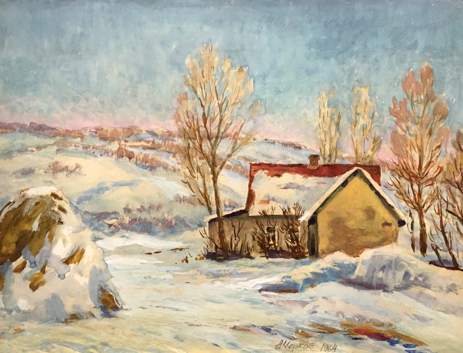 Gouache Painting Unframed Winter has Come Cherkas A Home Decor Artwork Art n714