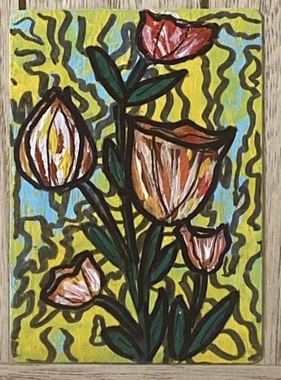 Tulips. Original ACEO Art Card