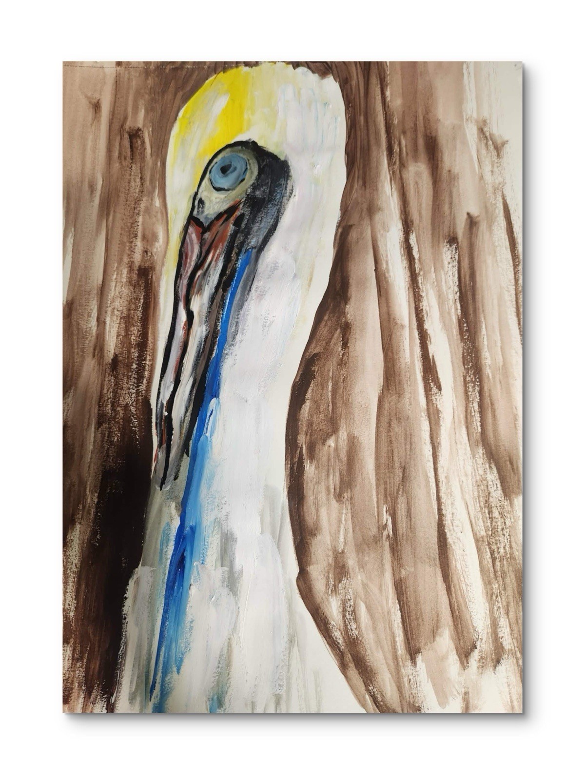 Abstract Pelican Modern Unique Bold Art Acrylic Mixed Media Paper 12X16