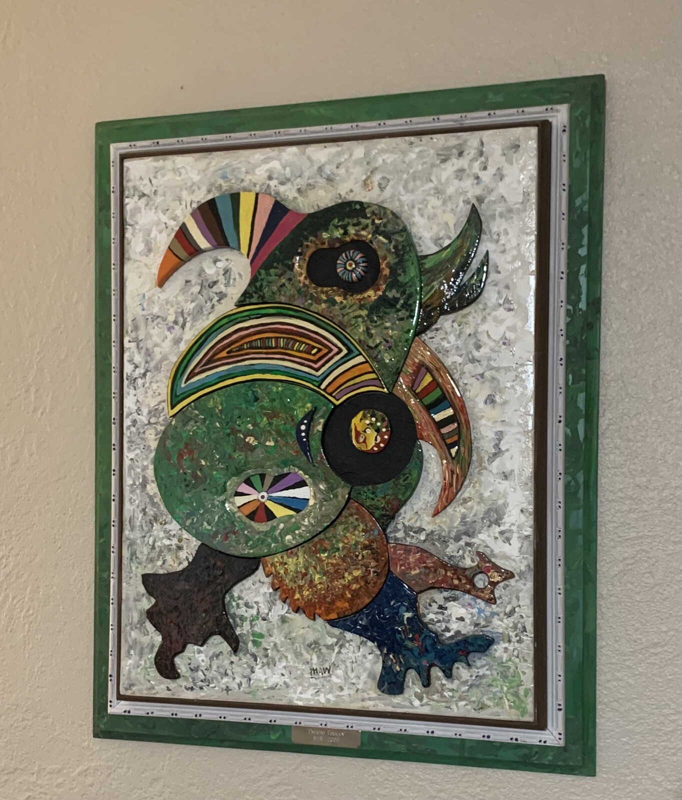 UNIQUE! One Of A Kind Pseudo Toucan Abstract Art Deco Contemporary SIGNED!