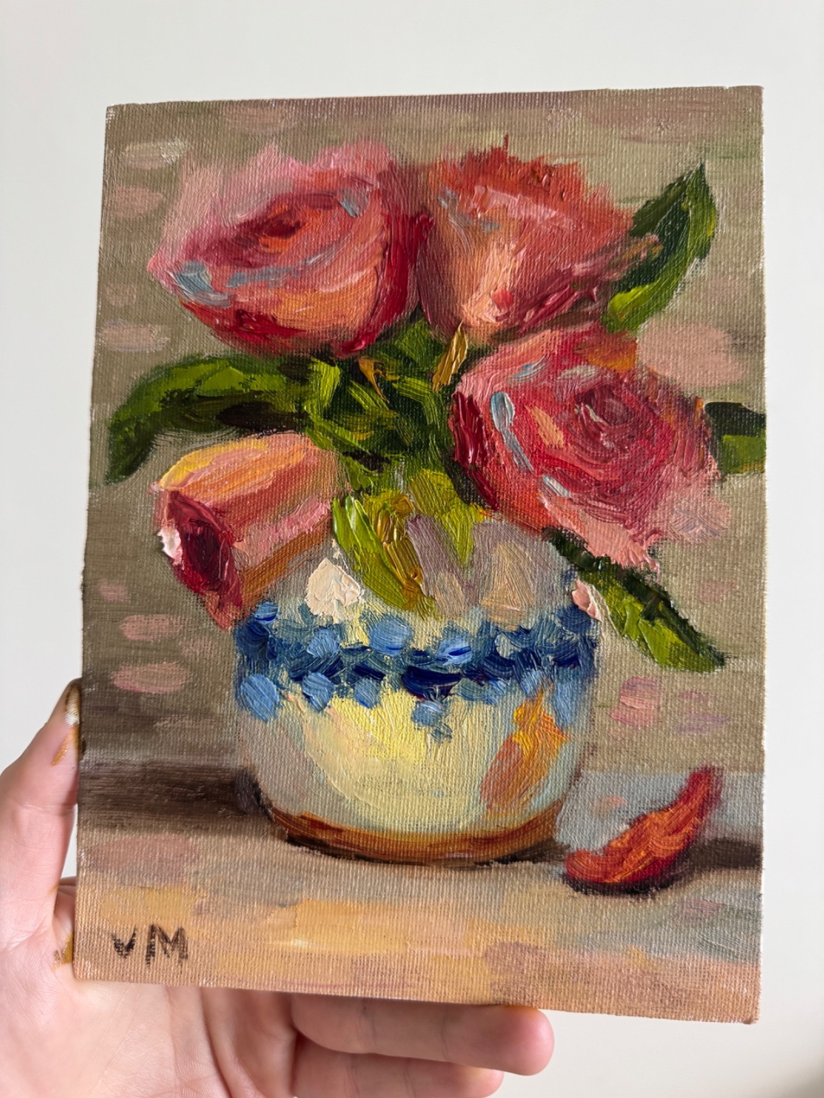 Roses Oil Painting Still Life Original Impasto Canvas Floral Wall Art Decor